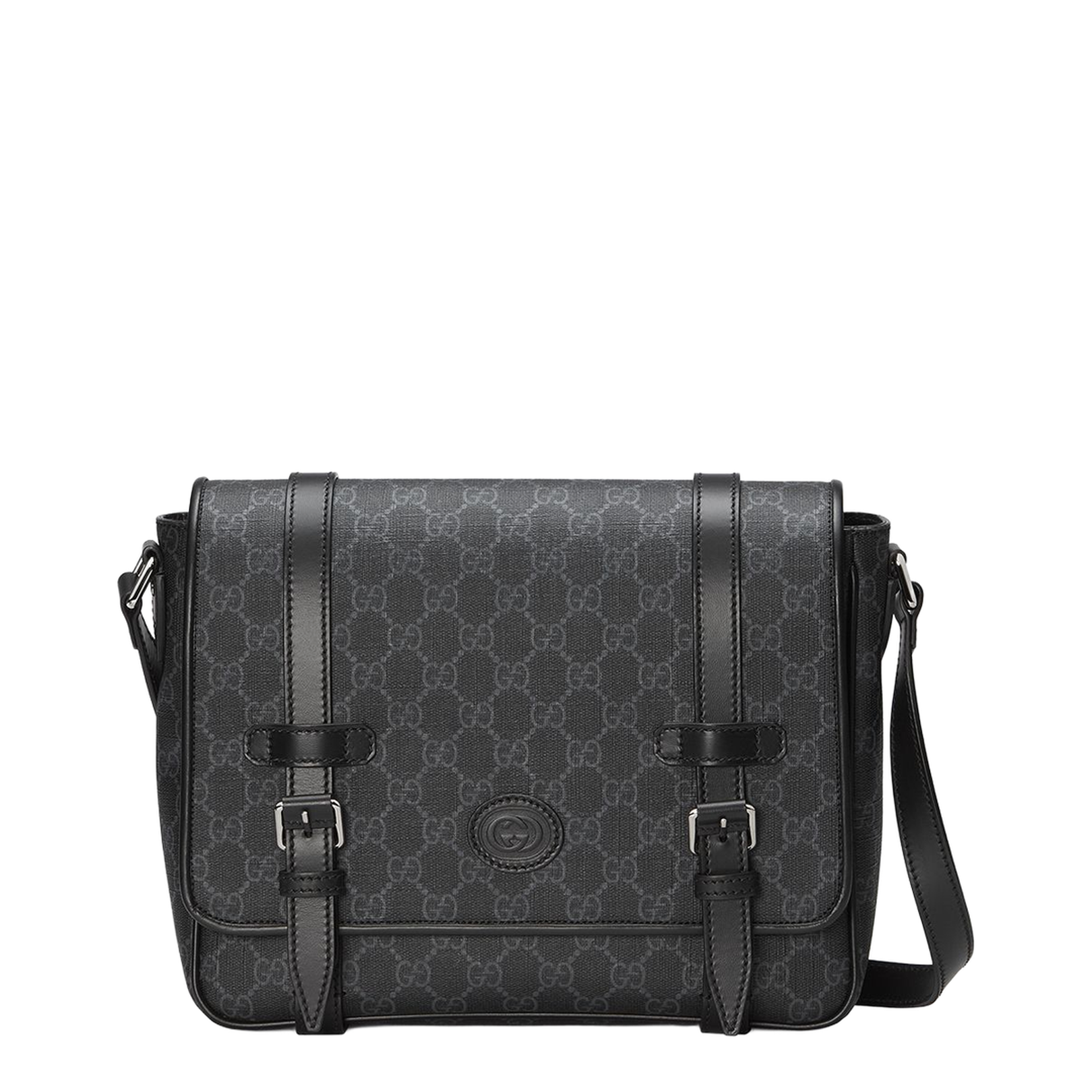 GG Emblem Small Leather Crossbody Bag - Black