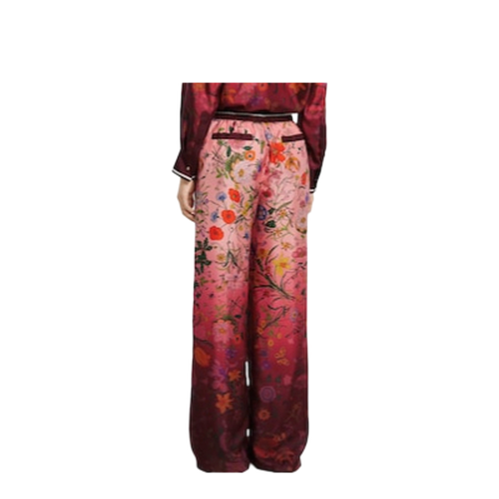 Printed Silk Pants in Pink and Rosso Ancora Red