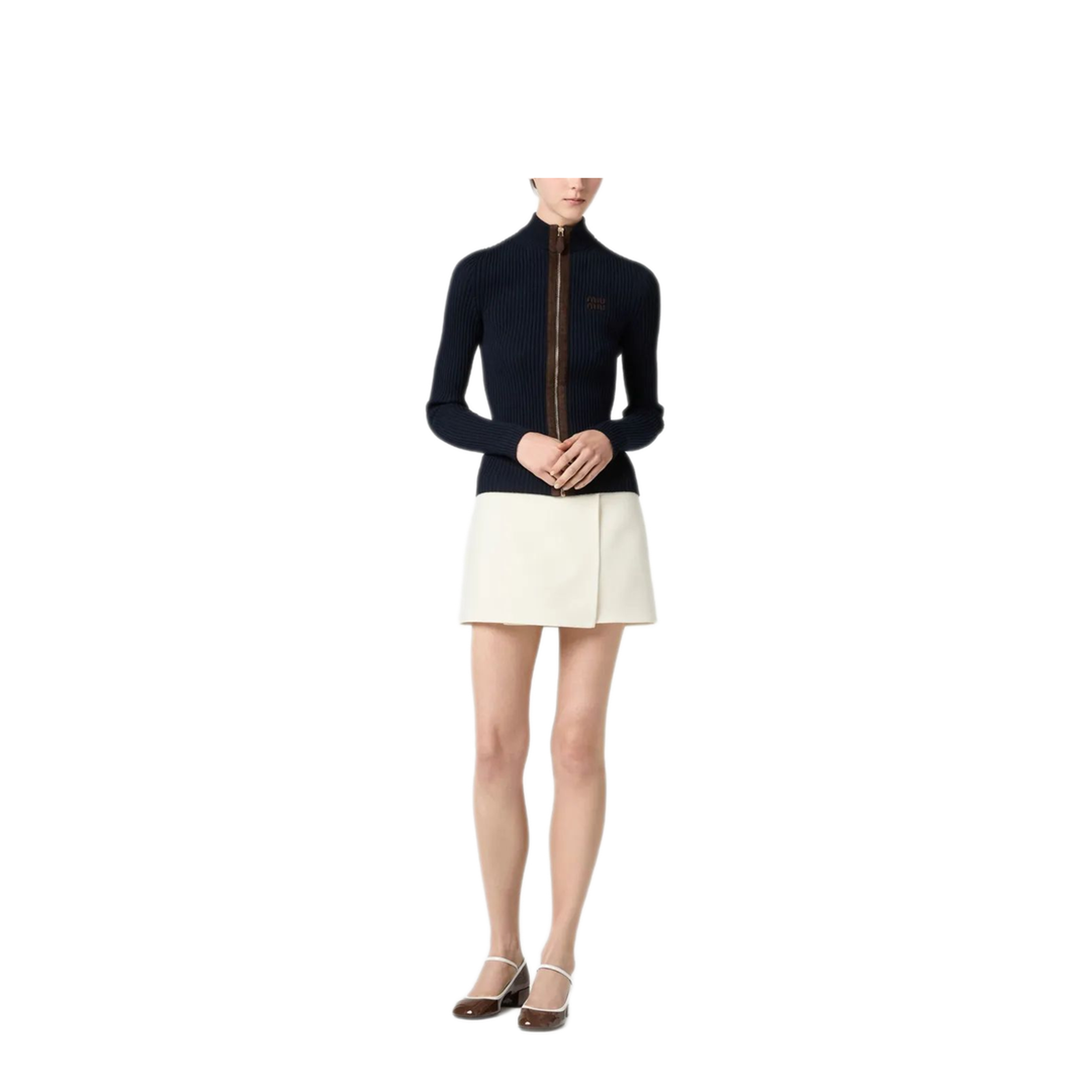MAYFEYR - Miu Miu - Cashmere Ribs With Leather - MMF992SOOO1747F0008