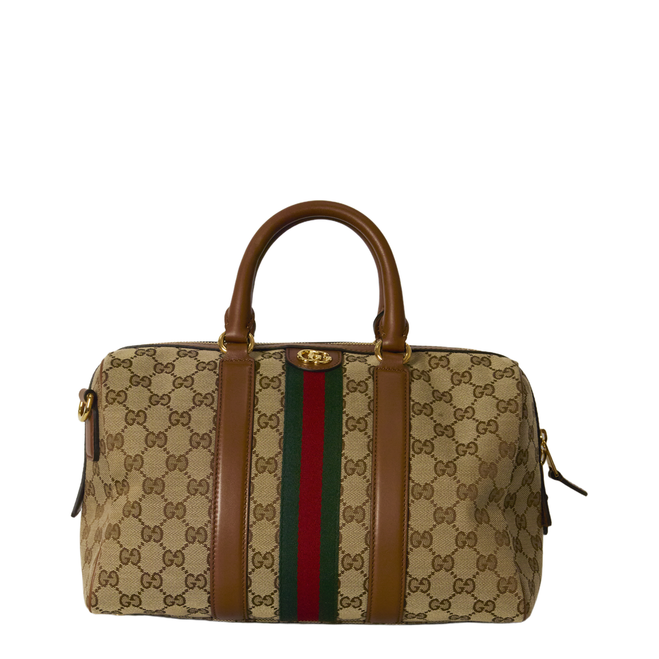 Ophidia Medium GG Canvas Boston Bag - Beige/Brown