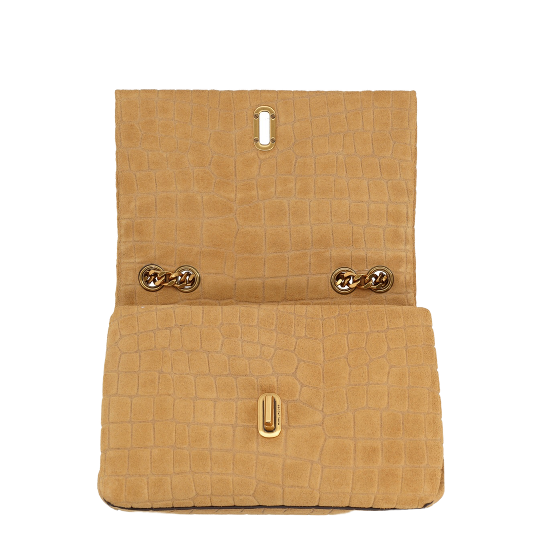 The Slim Dual Crocodile-Embossed Italian Suede Shoulder Bag - Sahara