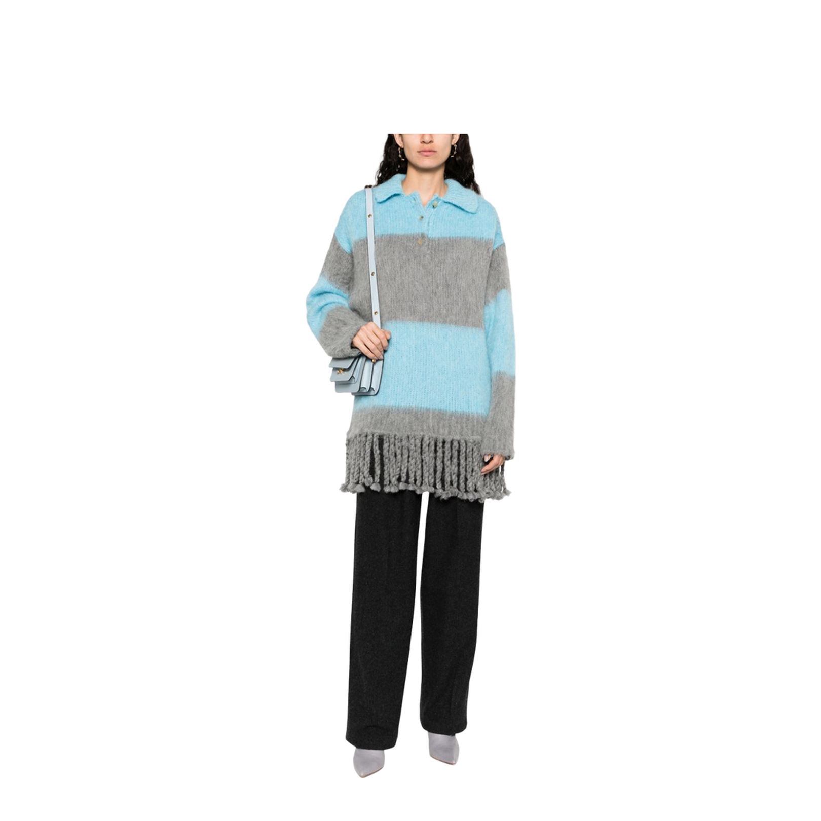 Fringed-Edge Sweater Minidress