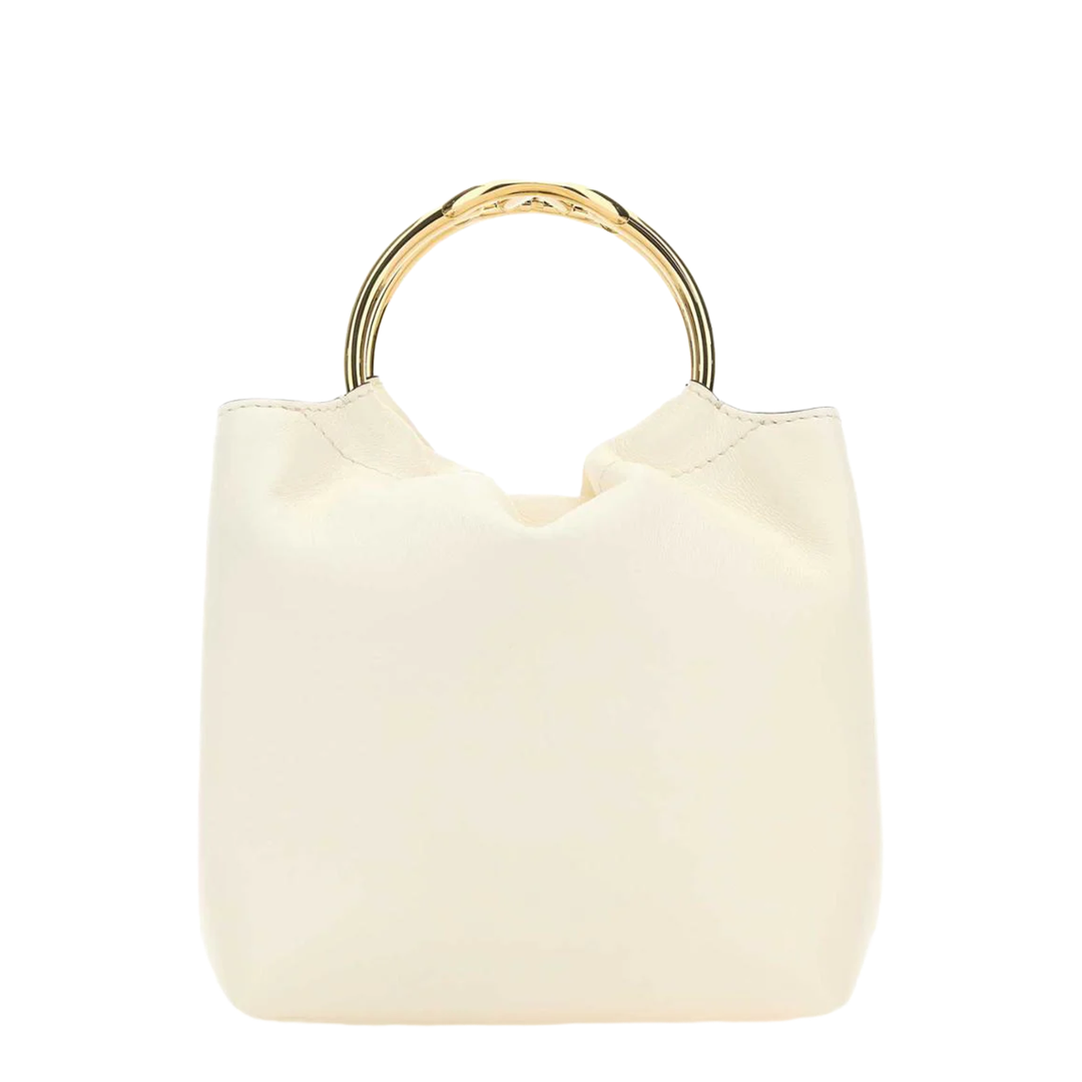 Ivory Leather Bucket Bag