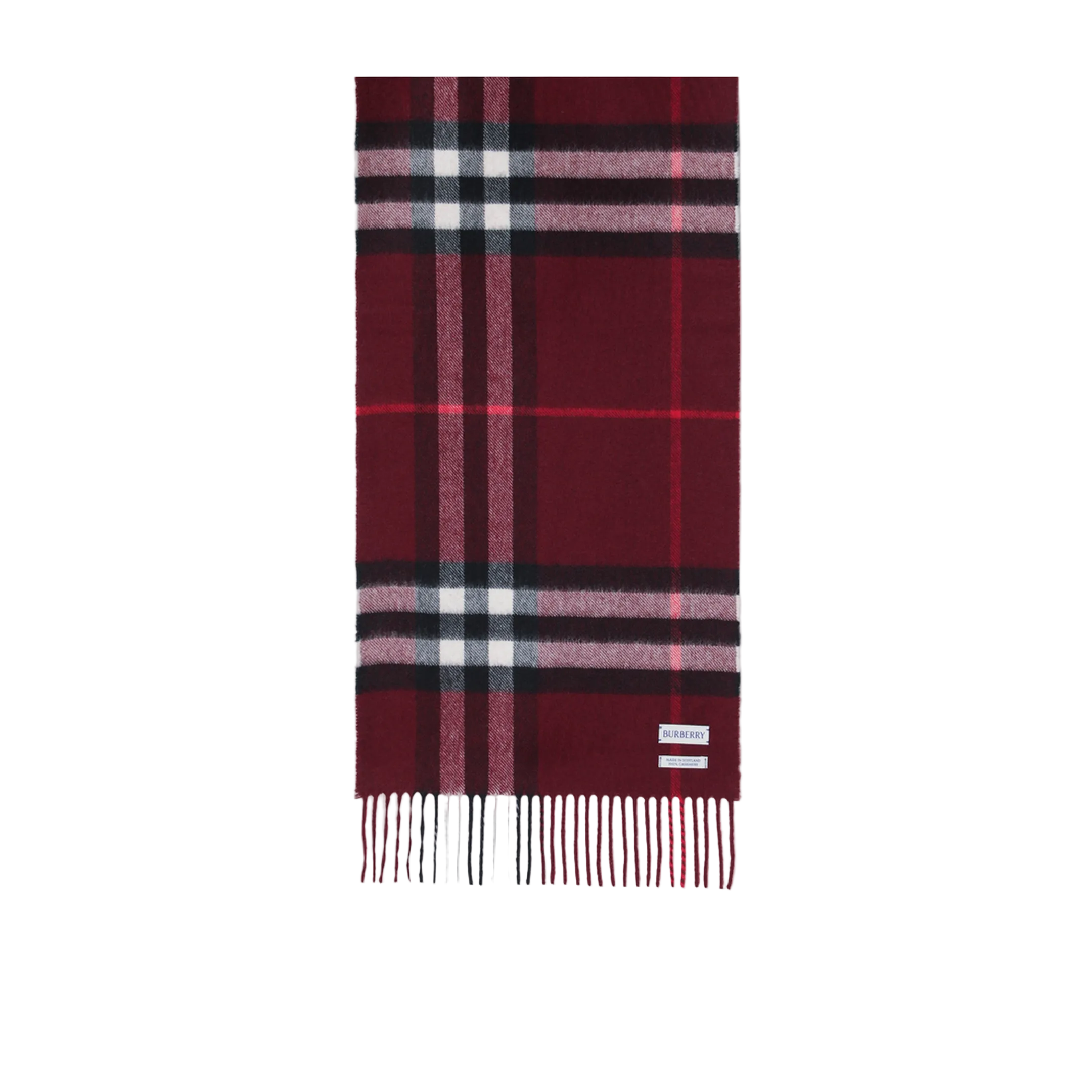 MAYFEYR - Burberry - Burgundy Cashmere Scarf With A Checked Pattern - 8112639110106A1308