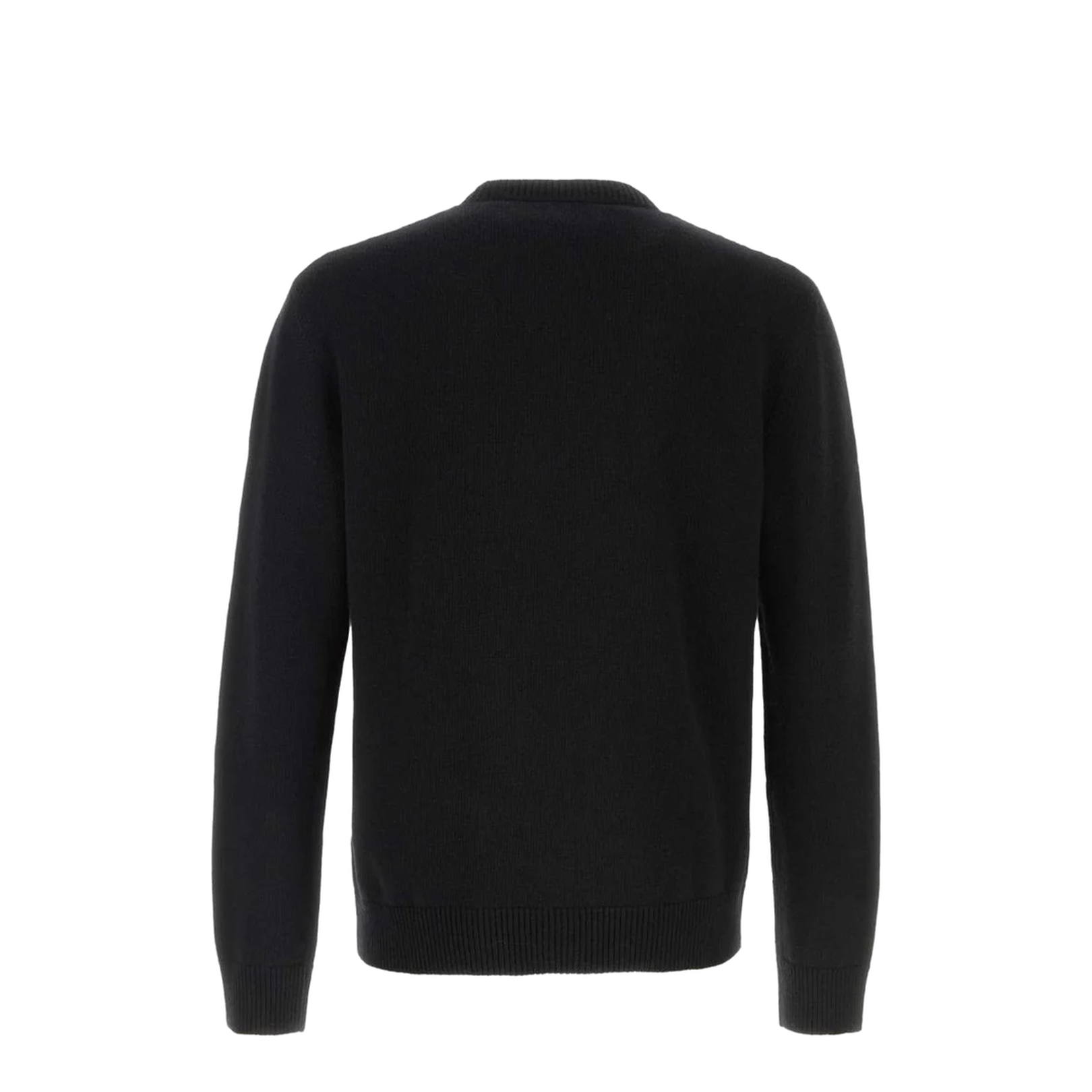 Black Wool Jumper with Inlaid V