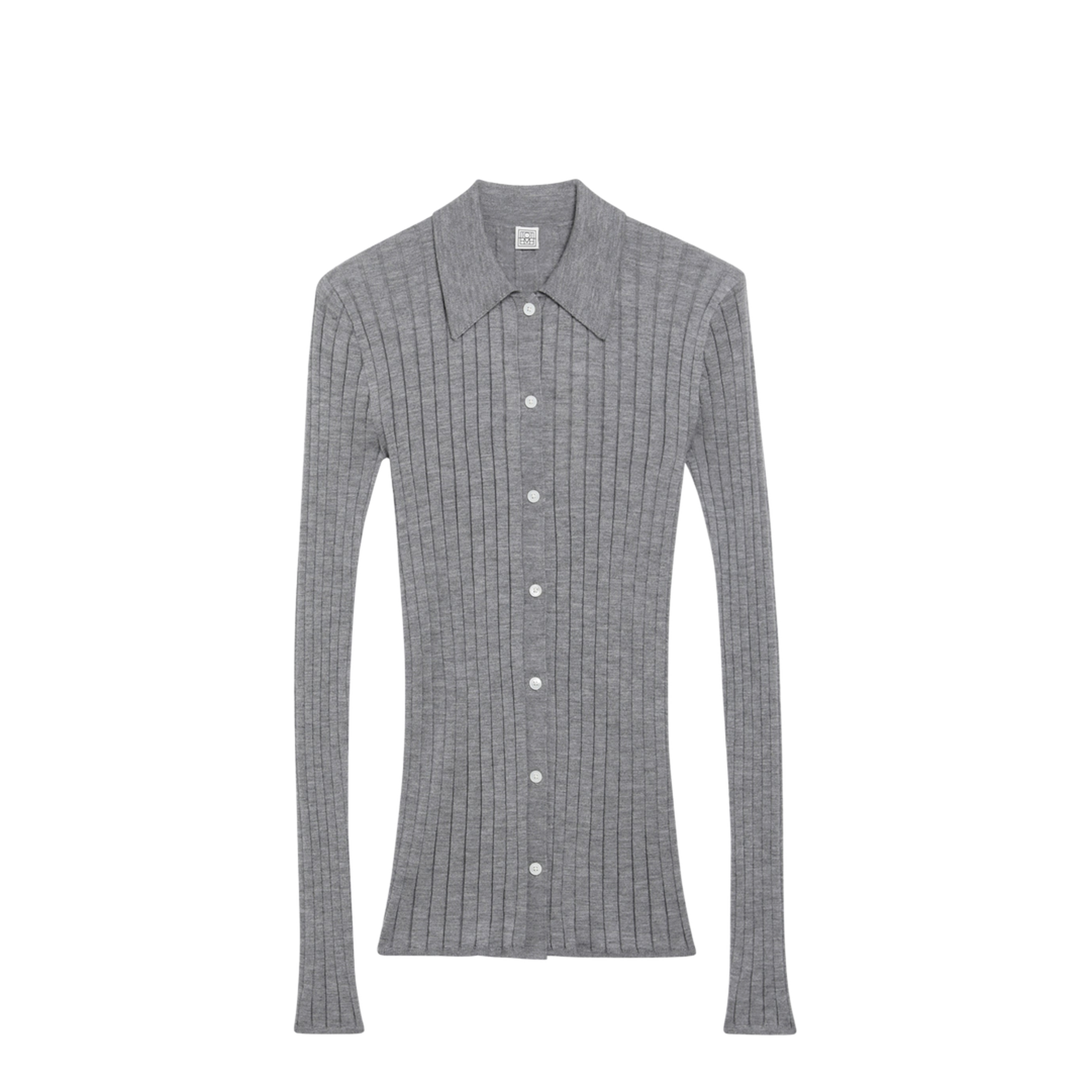 MAYFEYR - Toteme - Slim Ribbed Shirt In Grey Mélange Cashmere And Silk - 263-WRT0836YA0293074