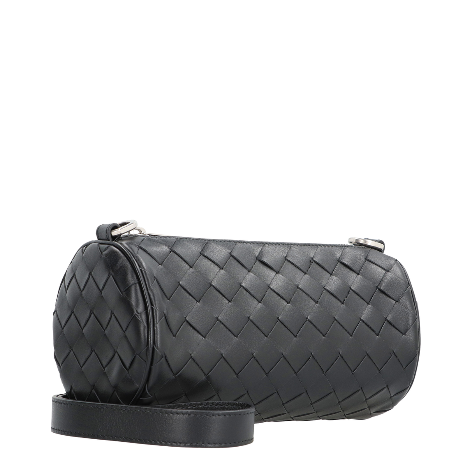 Barrel Mini Leather Crossbody Bags - Black