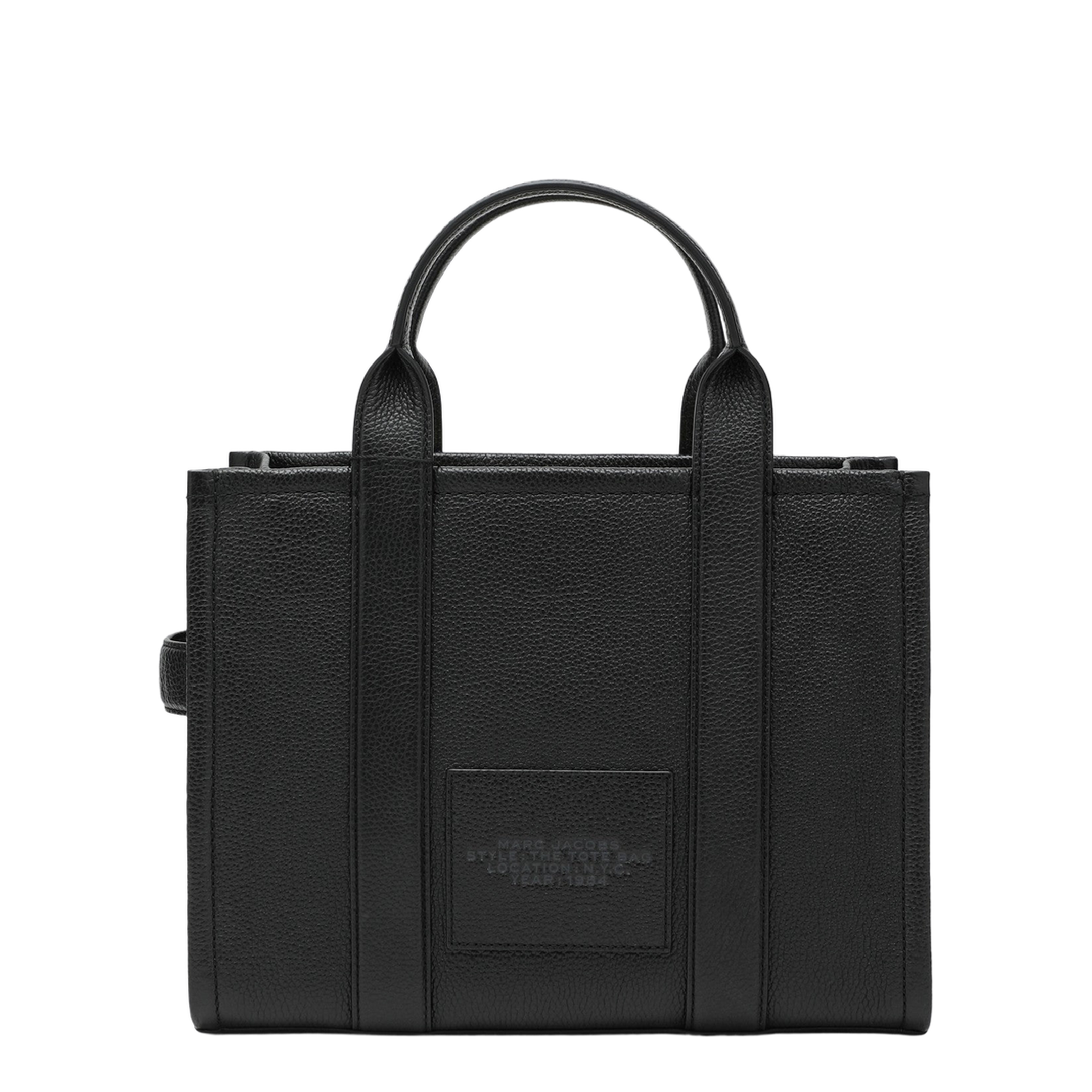 Black Leather Medium Tote Bag