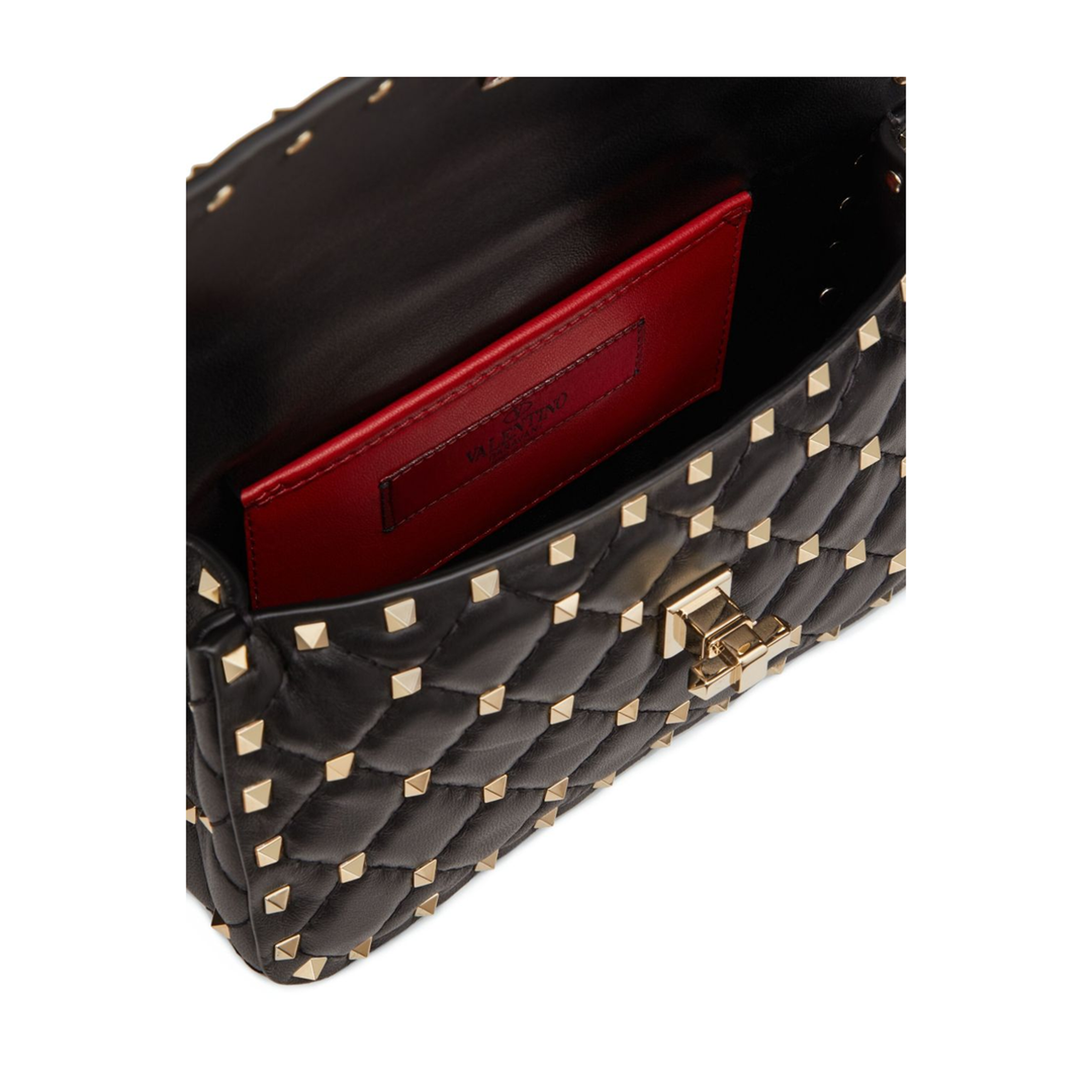 Small Rockstud Grainy Calfskin Crossbody Bag