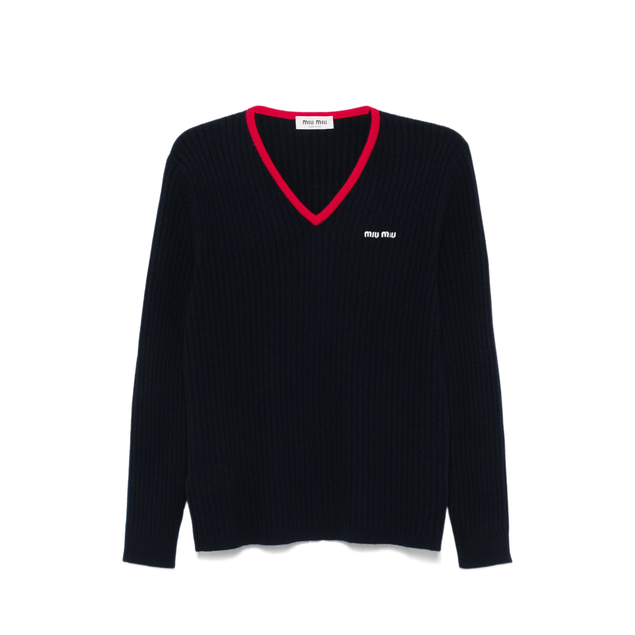 MAYFEYR - Miu Miu - V Neck Cashmere Sweater - MMLA33SOOO1580F059F