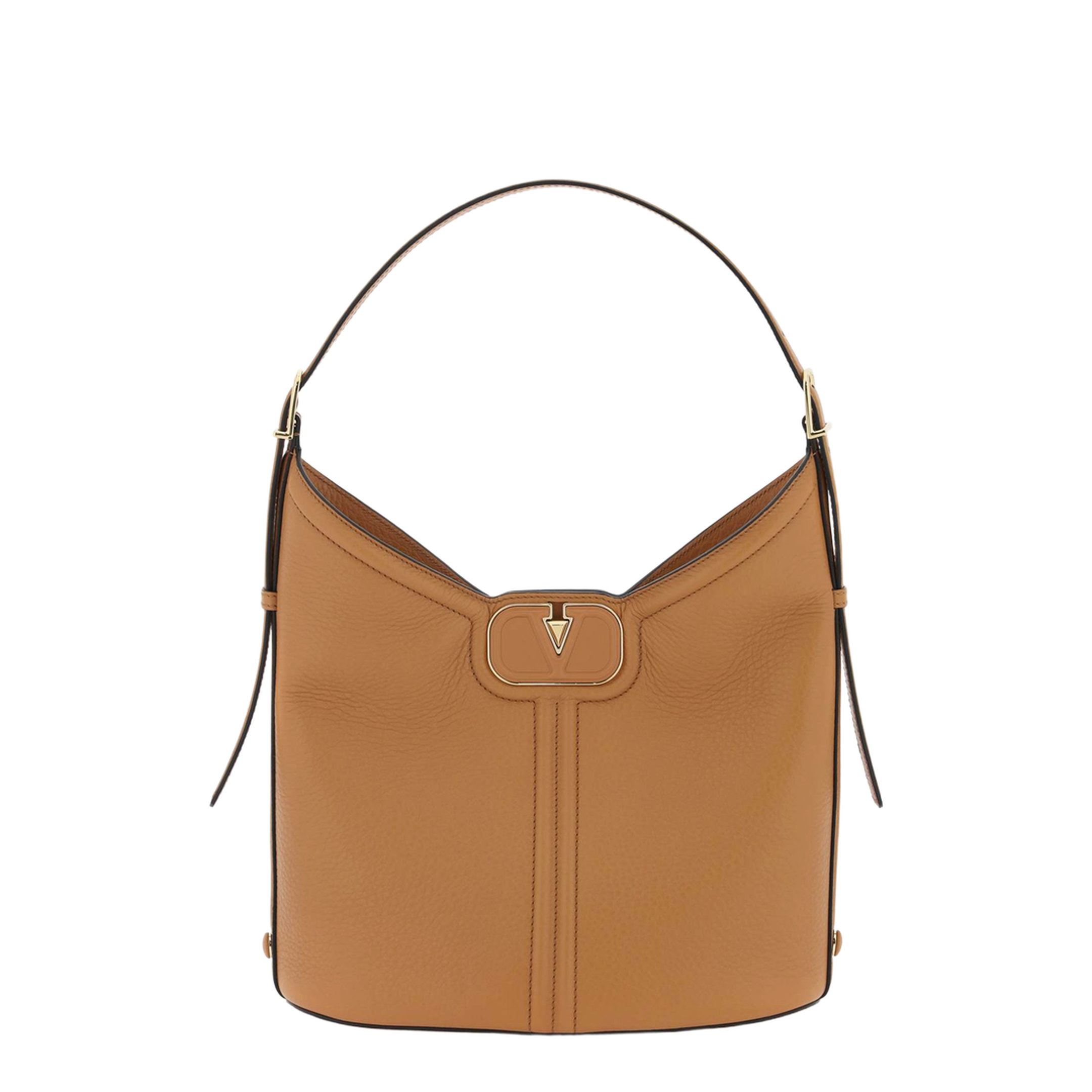 Camel Leather Vlogo Handbag