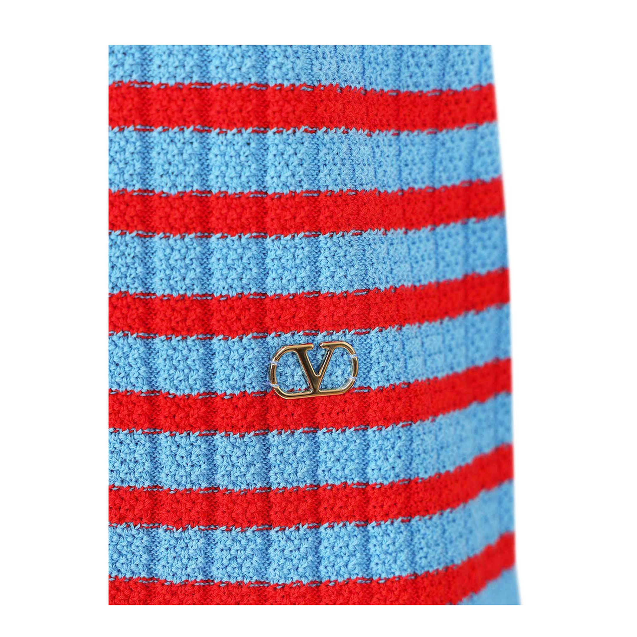 Women's Ribbed Striped Cotton T-Shirt Red/Blue