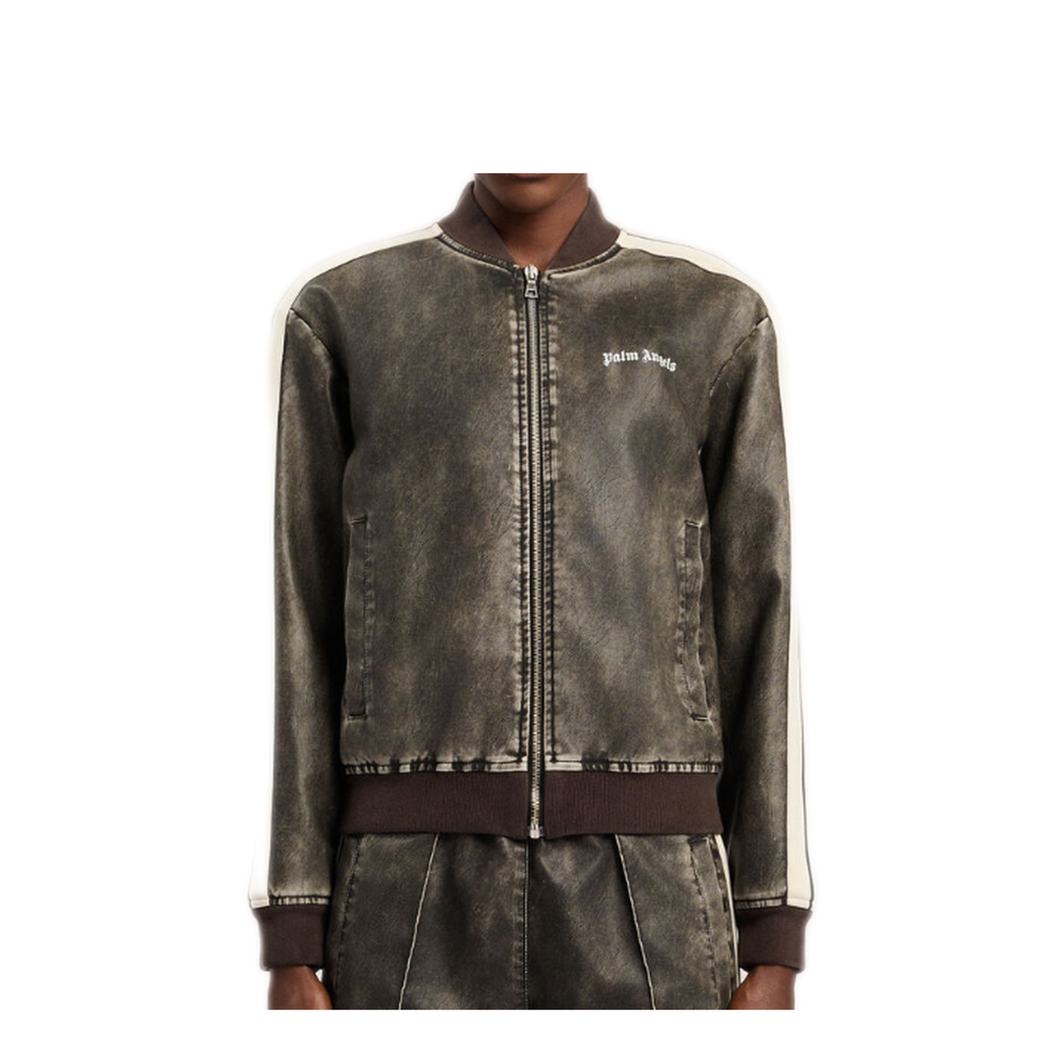 MAYFEYR - Palm Angels - Classic Logo Lea Track Bomber - PWJA039S26FAB002130A