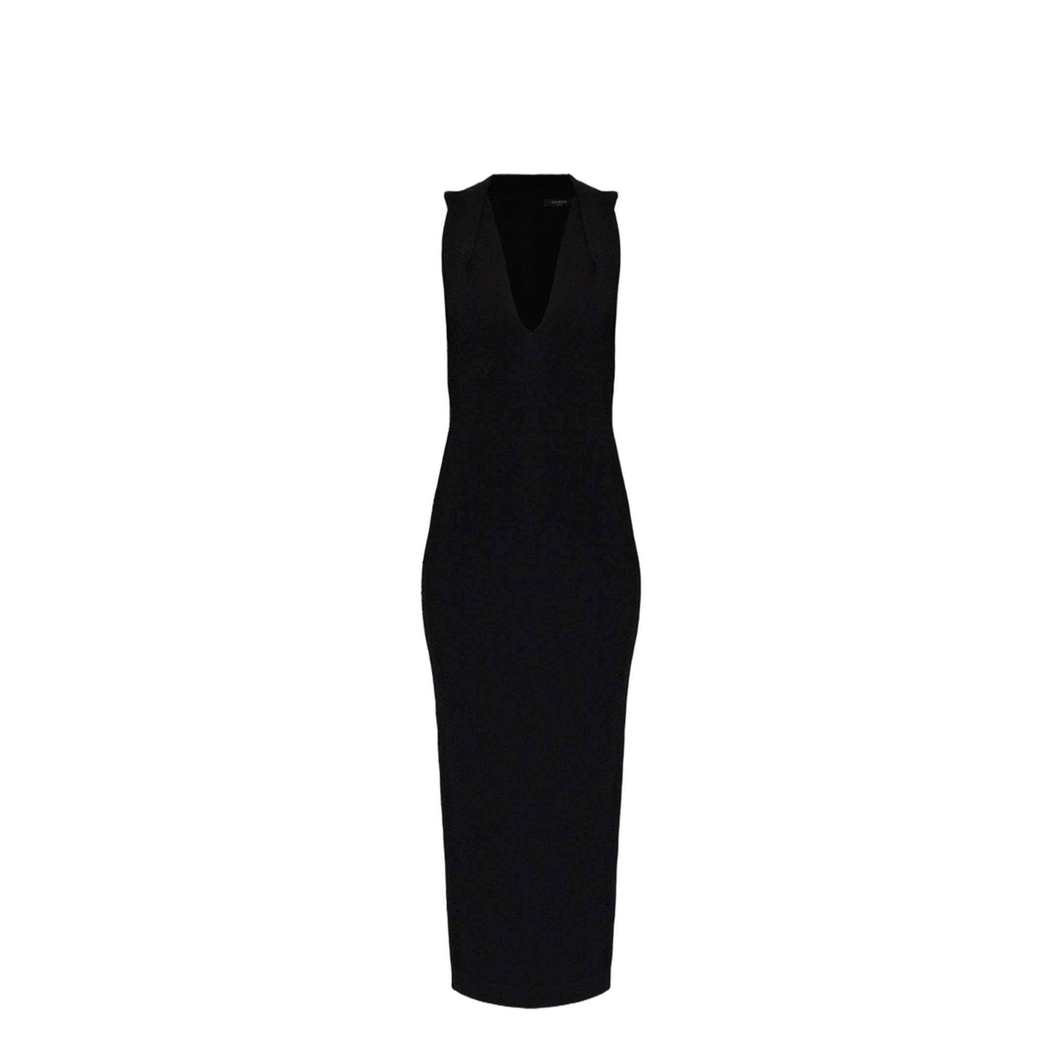 Deep V-Neckline Dress Black