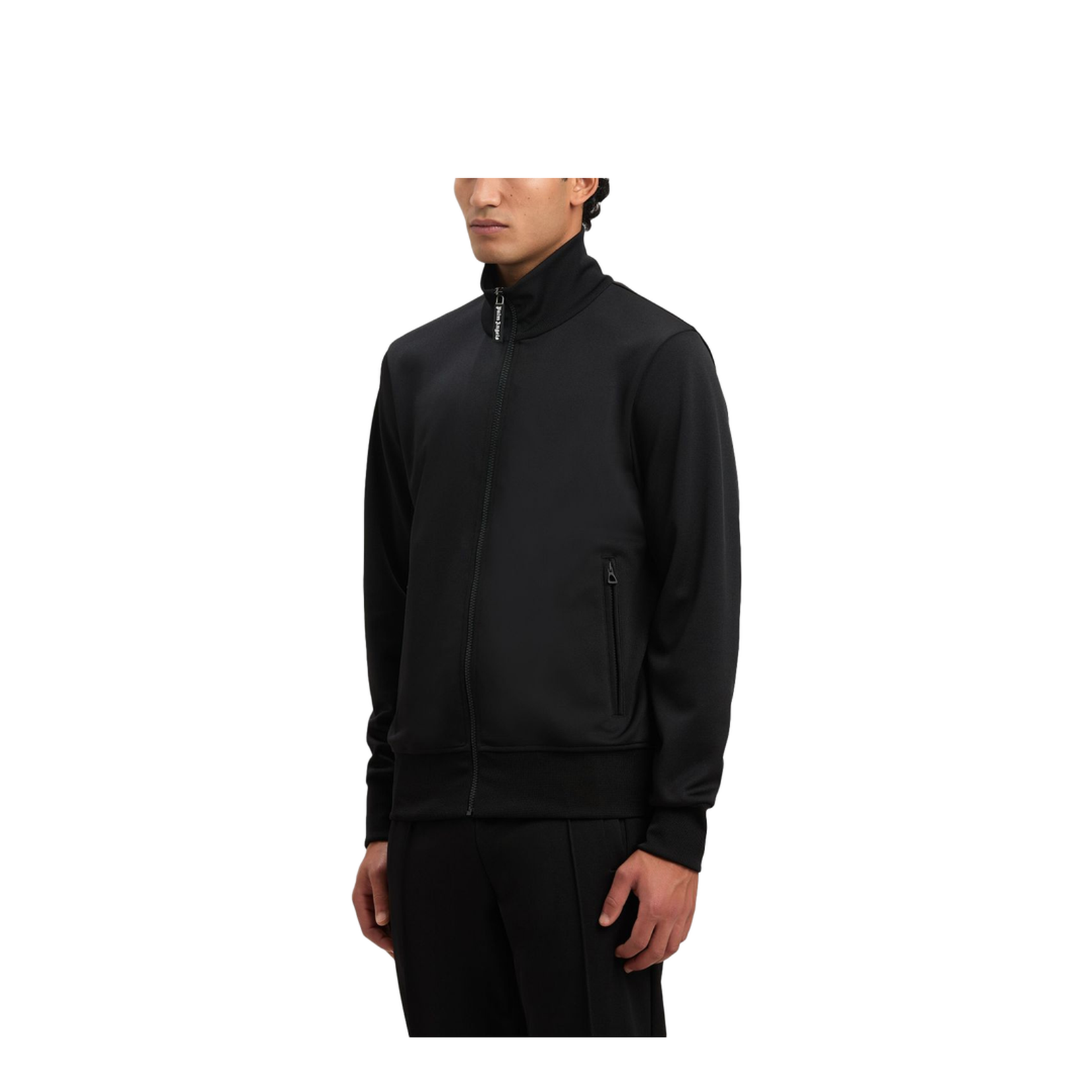 Back Curved Logo Track Jacket Black