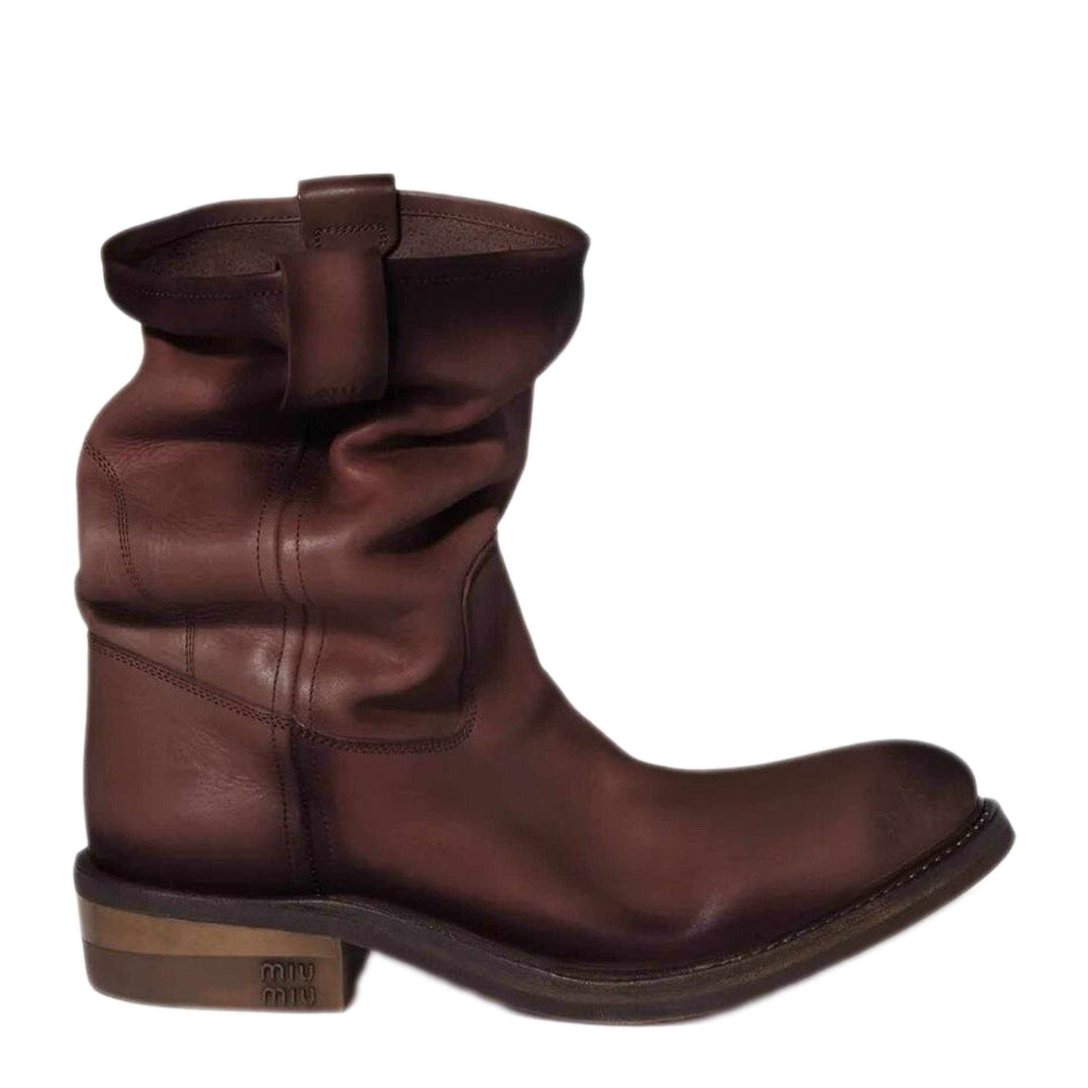 MAYFEYR - MIUMIU - Foule Aged Look Leather Booties - 5U680EFA0455ODF0201