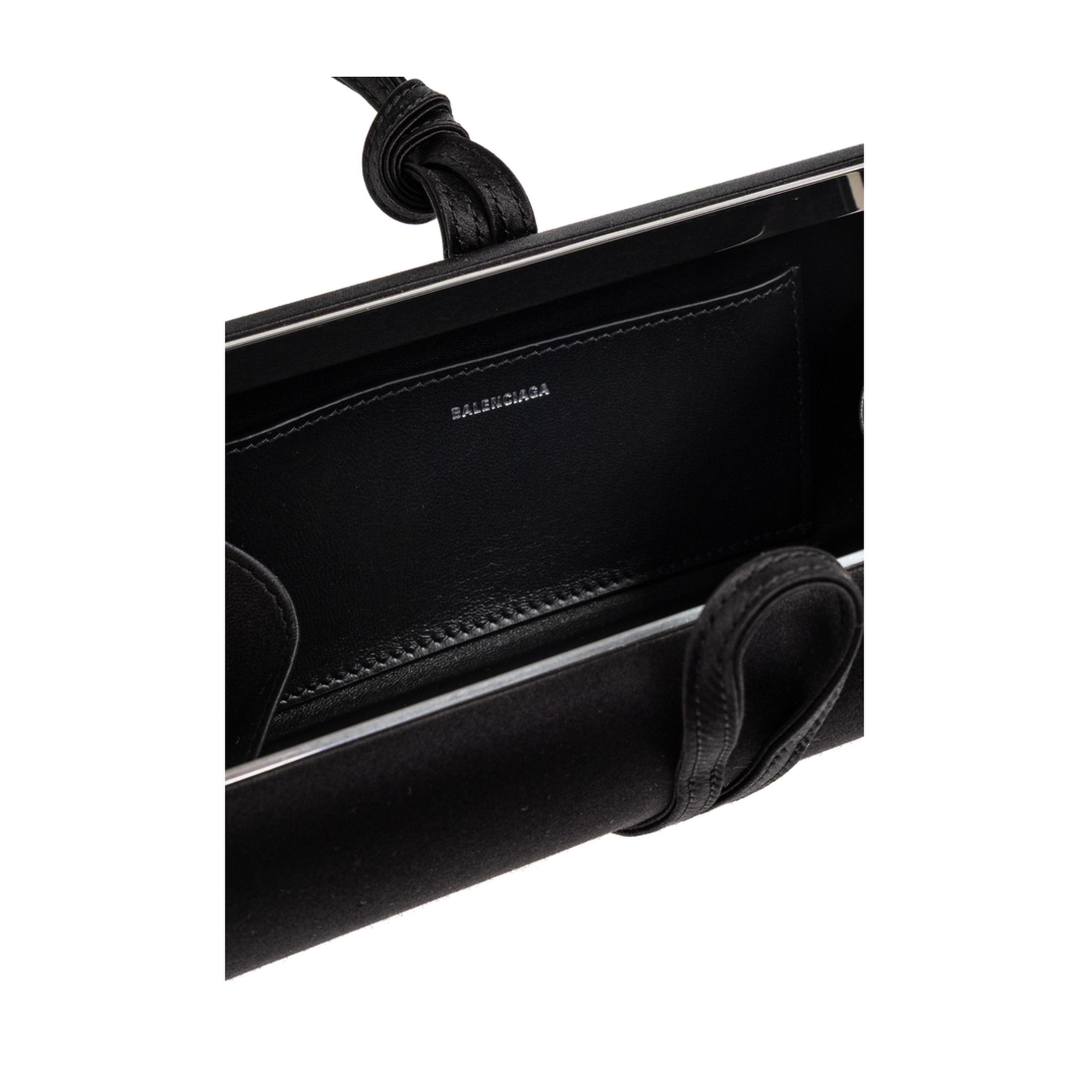 Satin Black Top Handle Bag