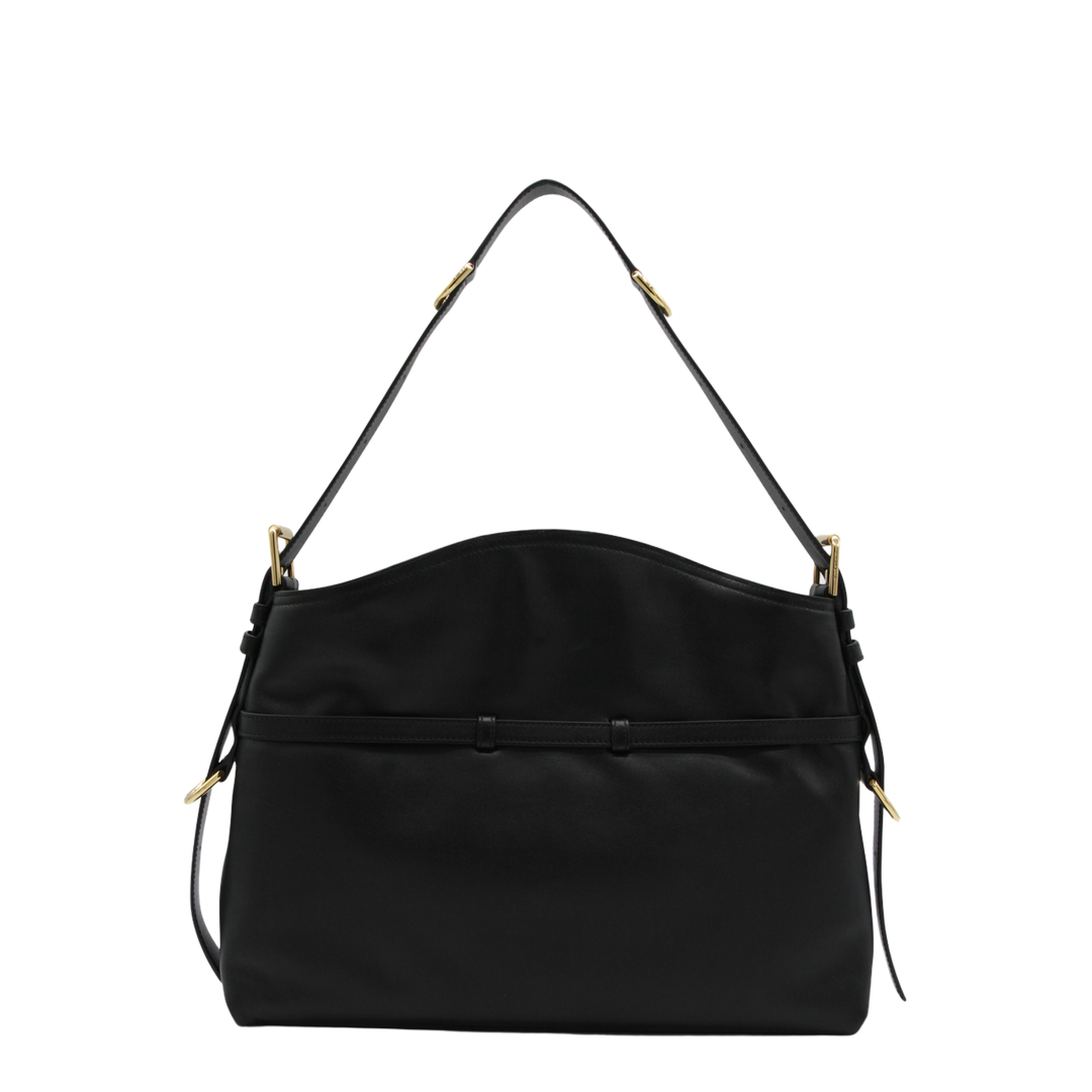 Voyou Medium Shiny Leather Shoulder Bag - Black