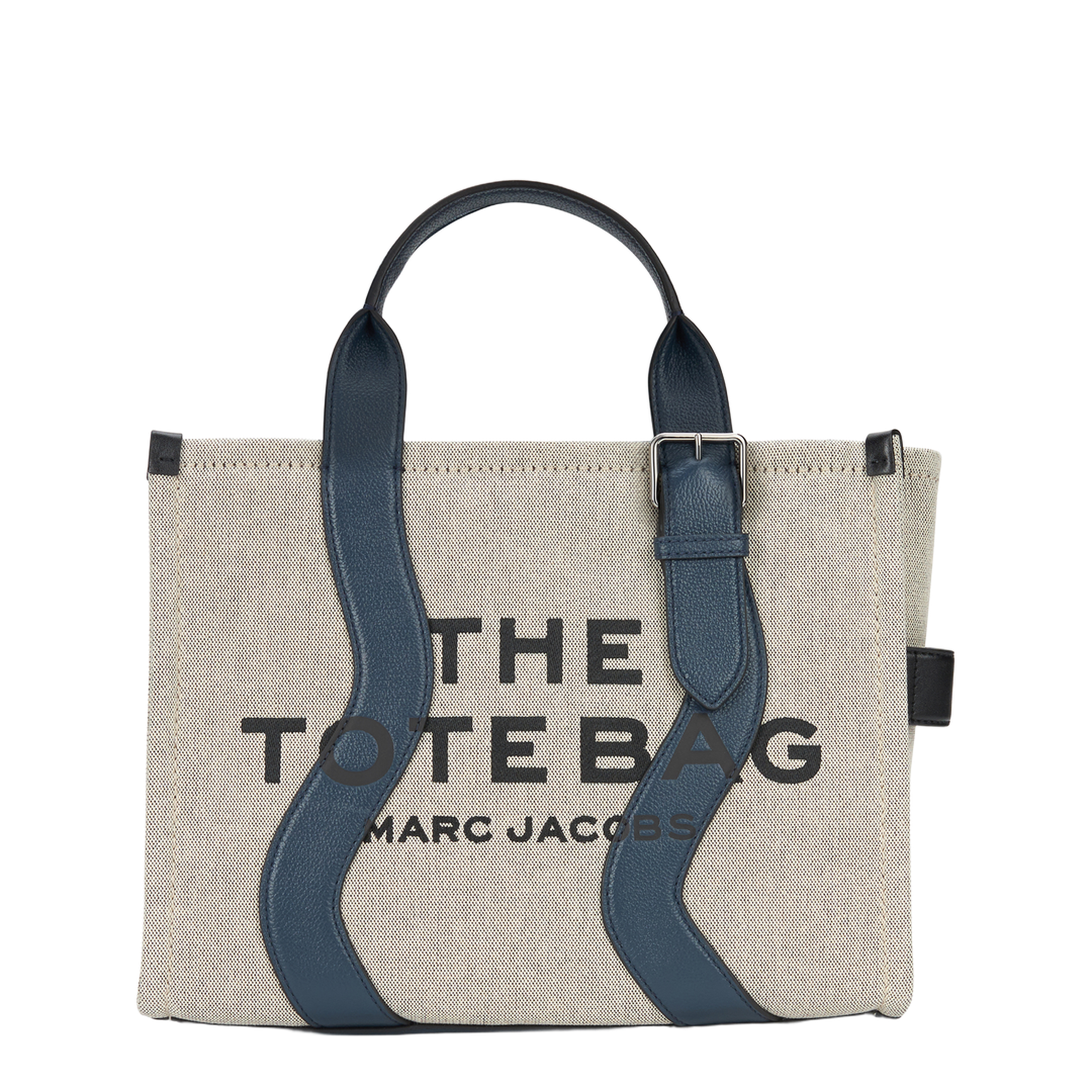 The Wavy Canvas Medium Tote Bag - Ivory/Navy