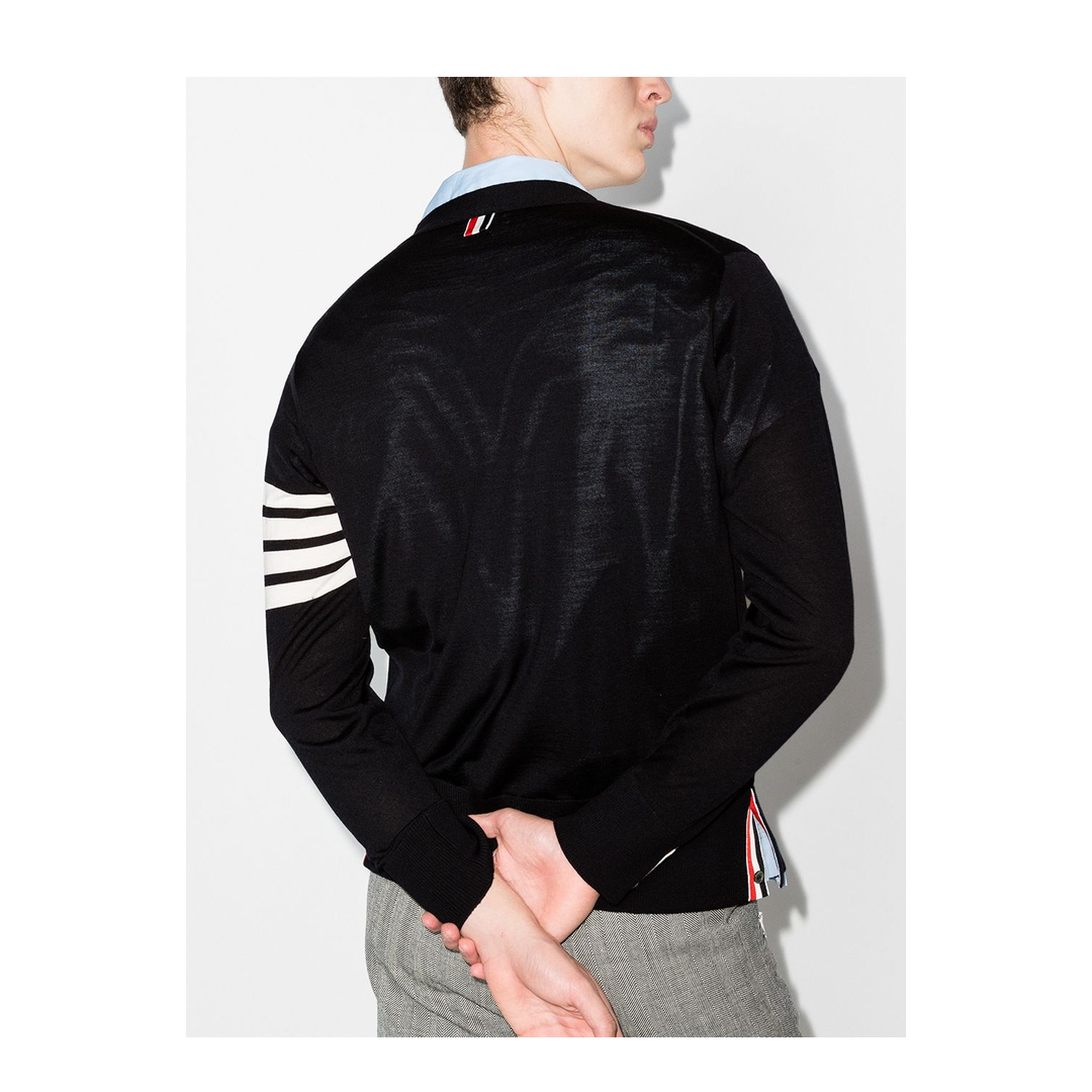 4-Bar Stripe Sustainable V-Neck Cardigan