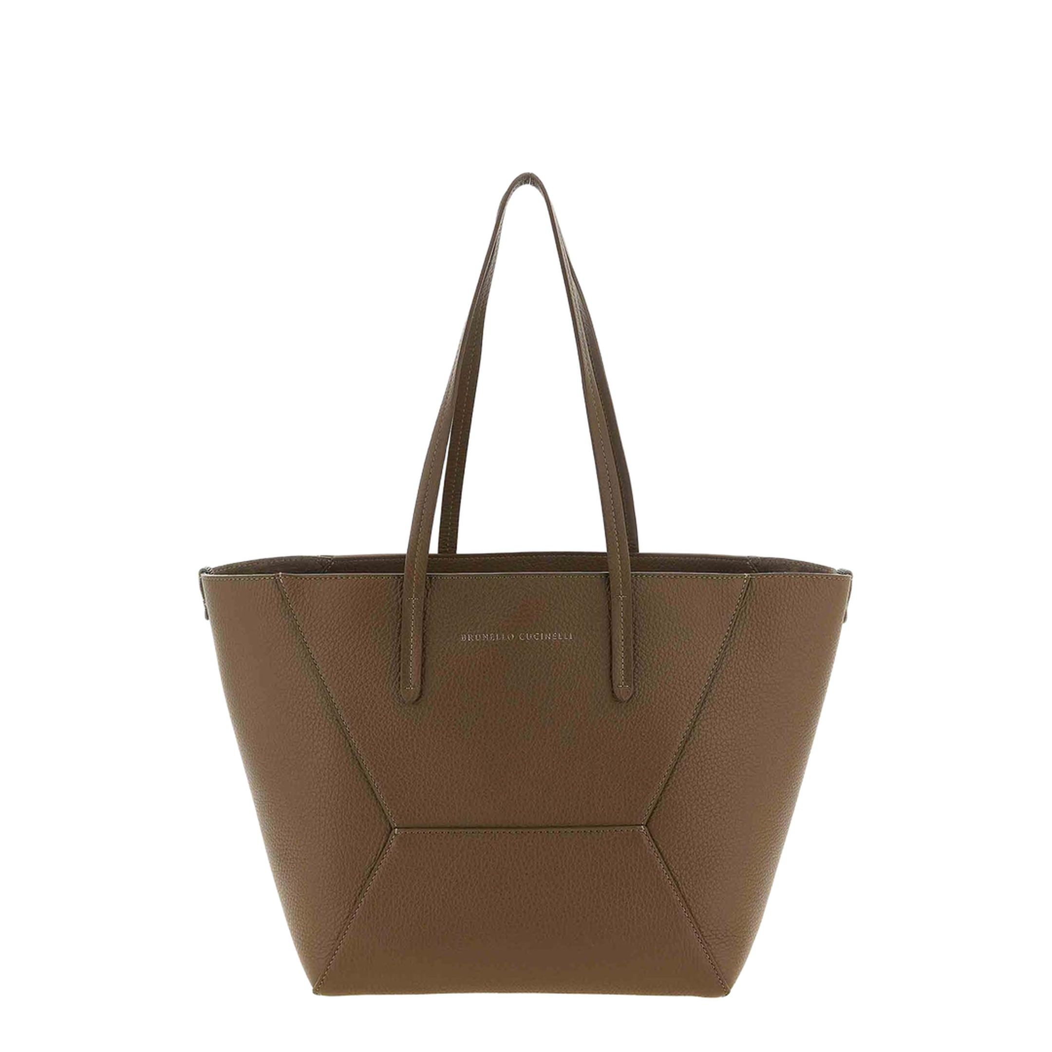 Duo Medium Leather Tote Bag - Brown