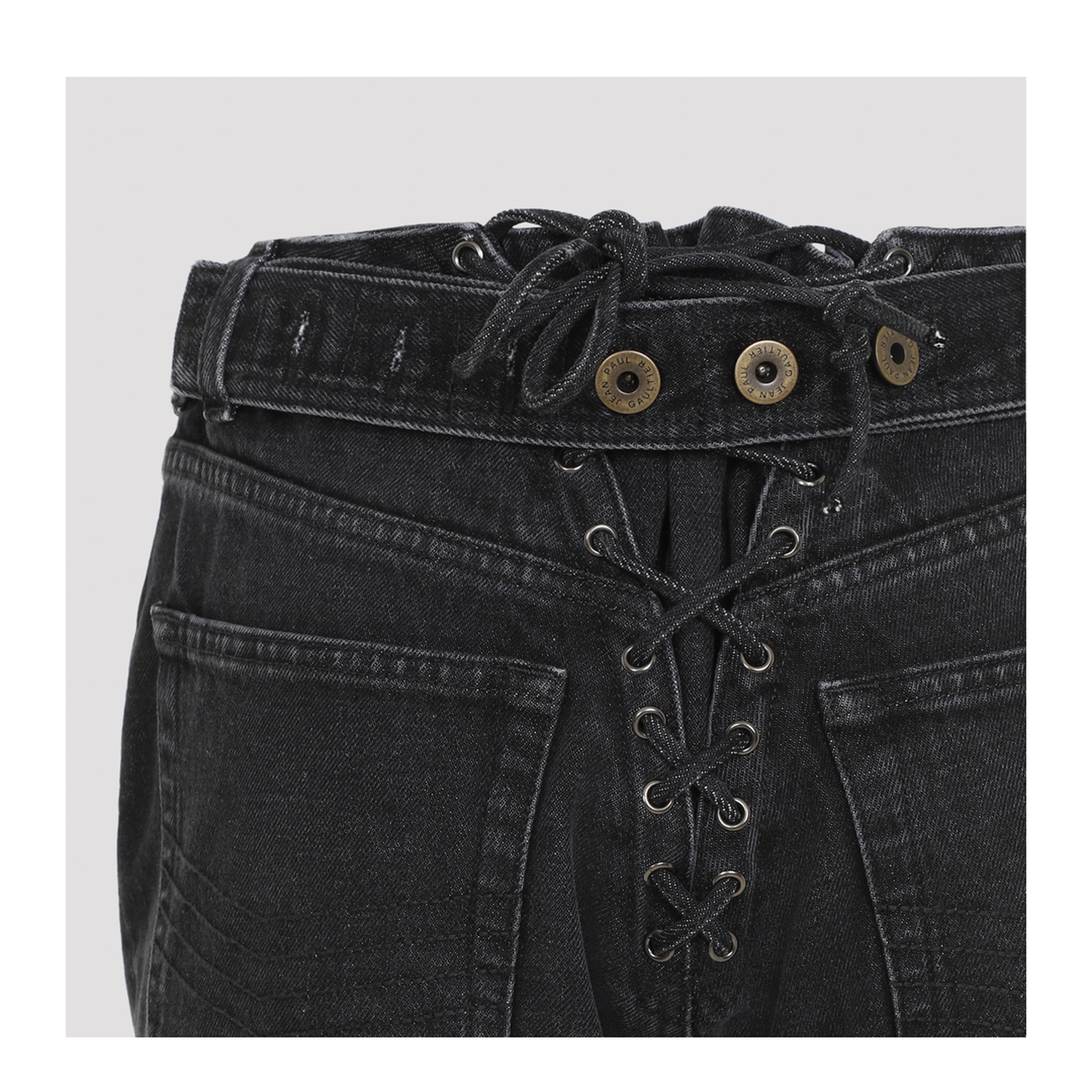 MAYFEYR - Jean Paul Gaultier - Denim Jeans With Lacing And Knee Bonding Detail - FJE148LPD016