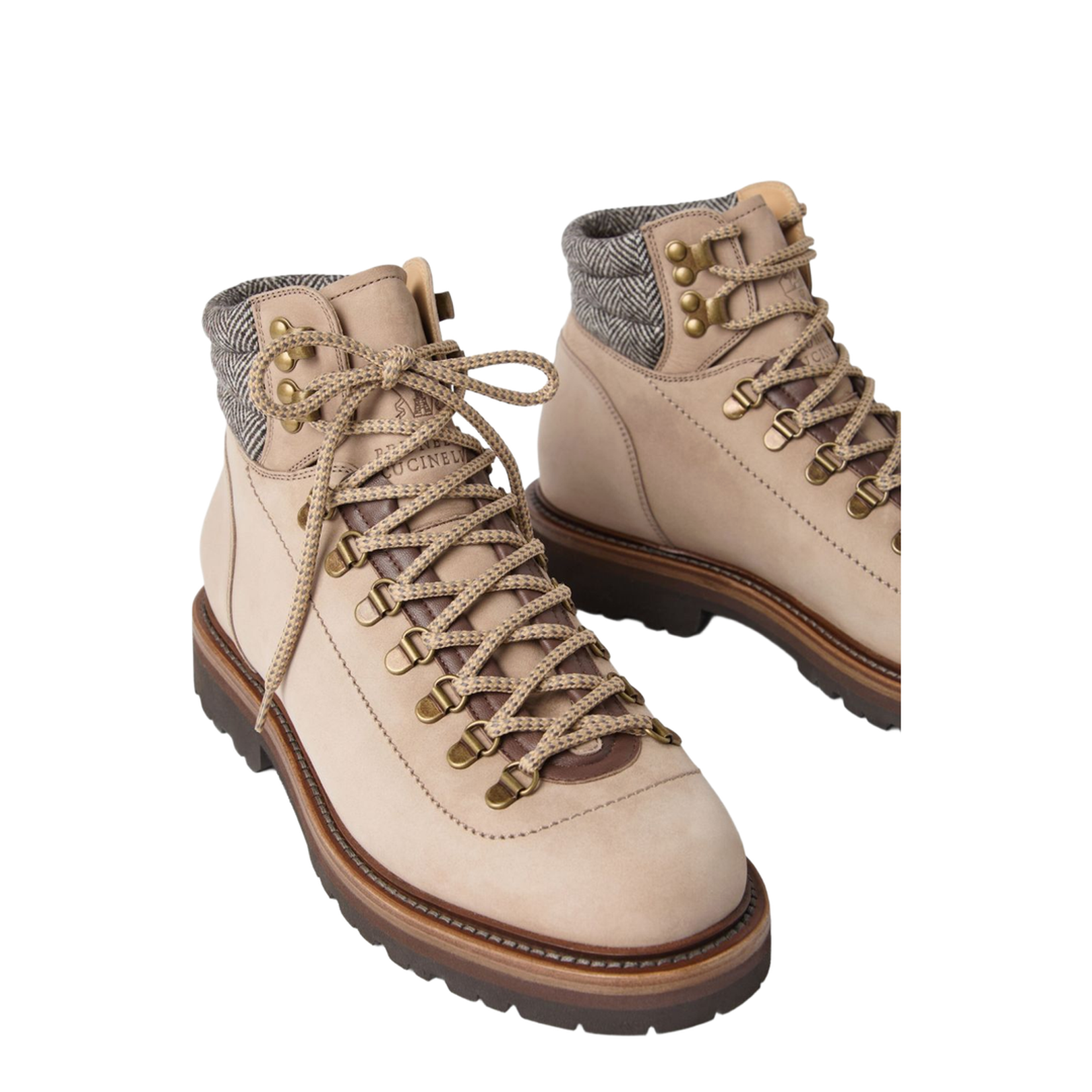 Sand Beige Front Lace-Up Fastening Ankle Boots