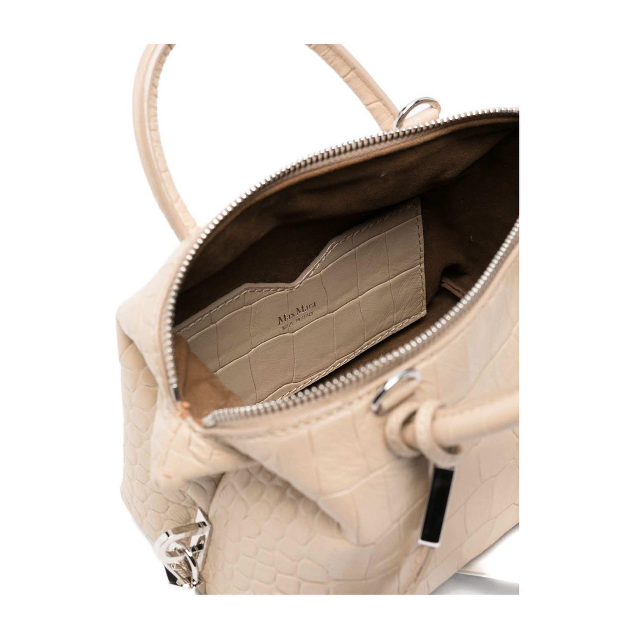 Boston Leather Handbag - Beige