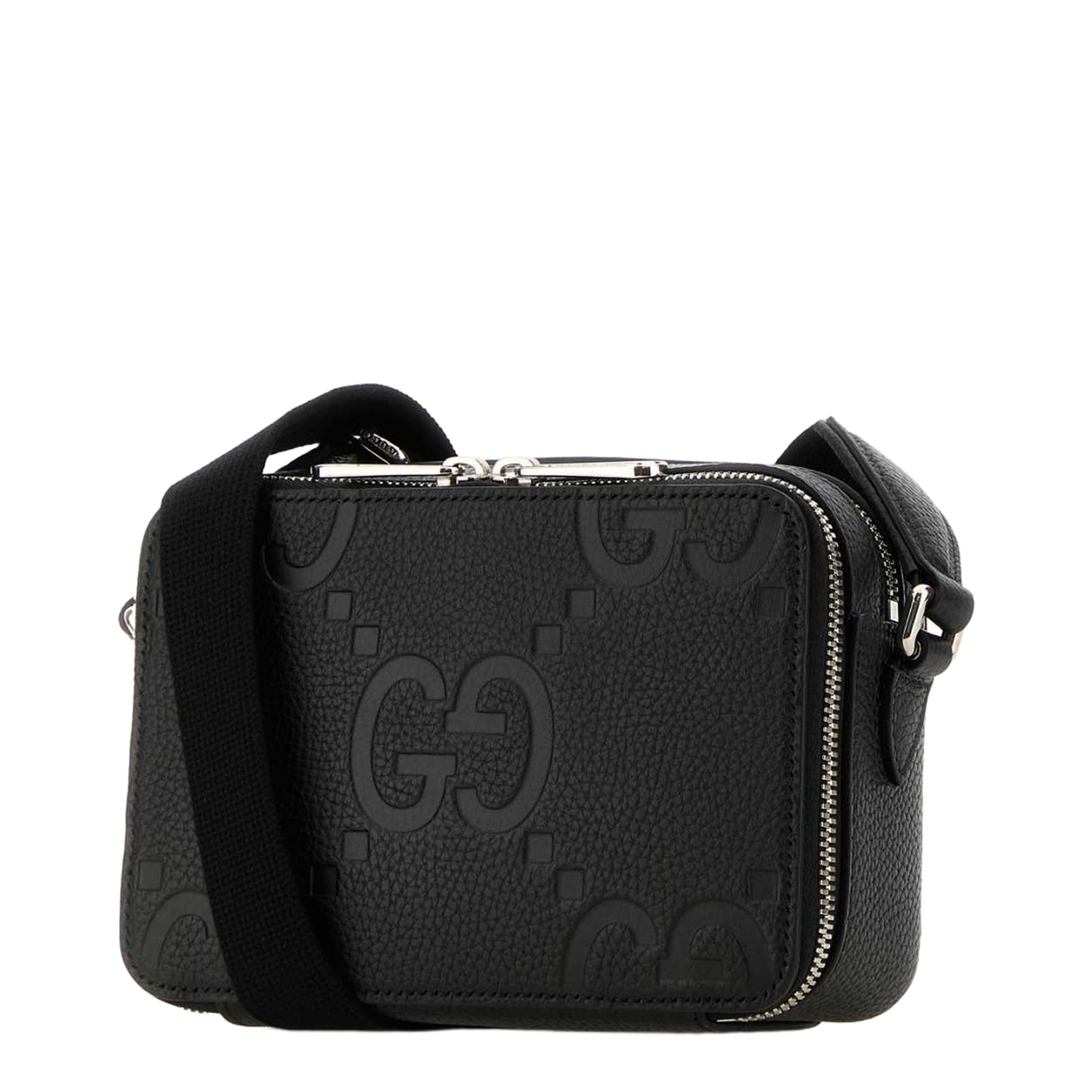 GG Jumbo Medium Leather Messeger Bag - Black