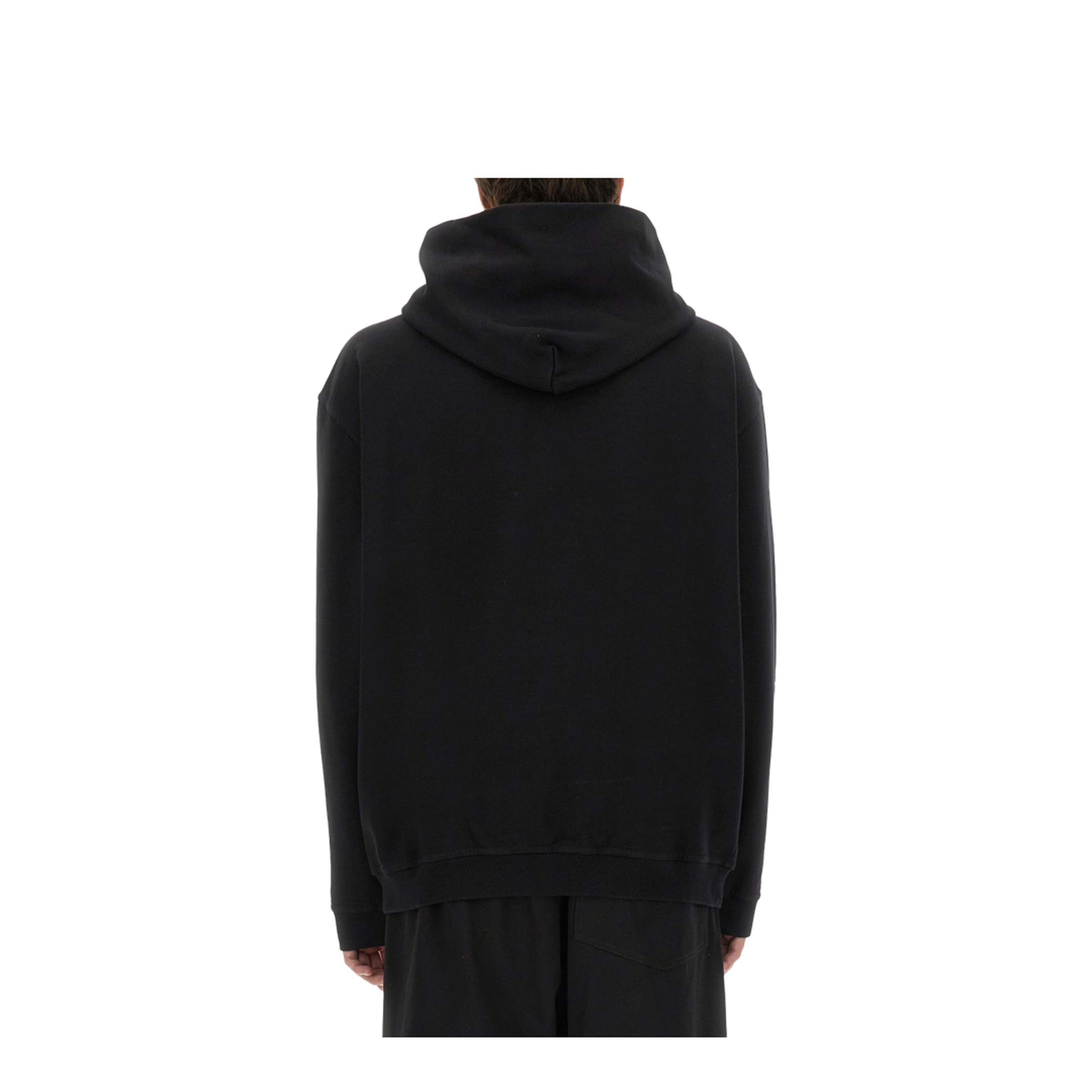 Black Cotton Hooded Sweatshirt