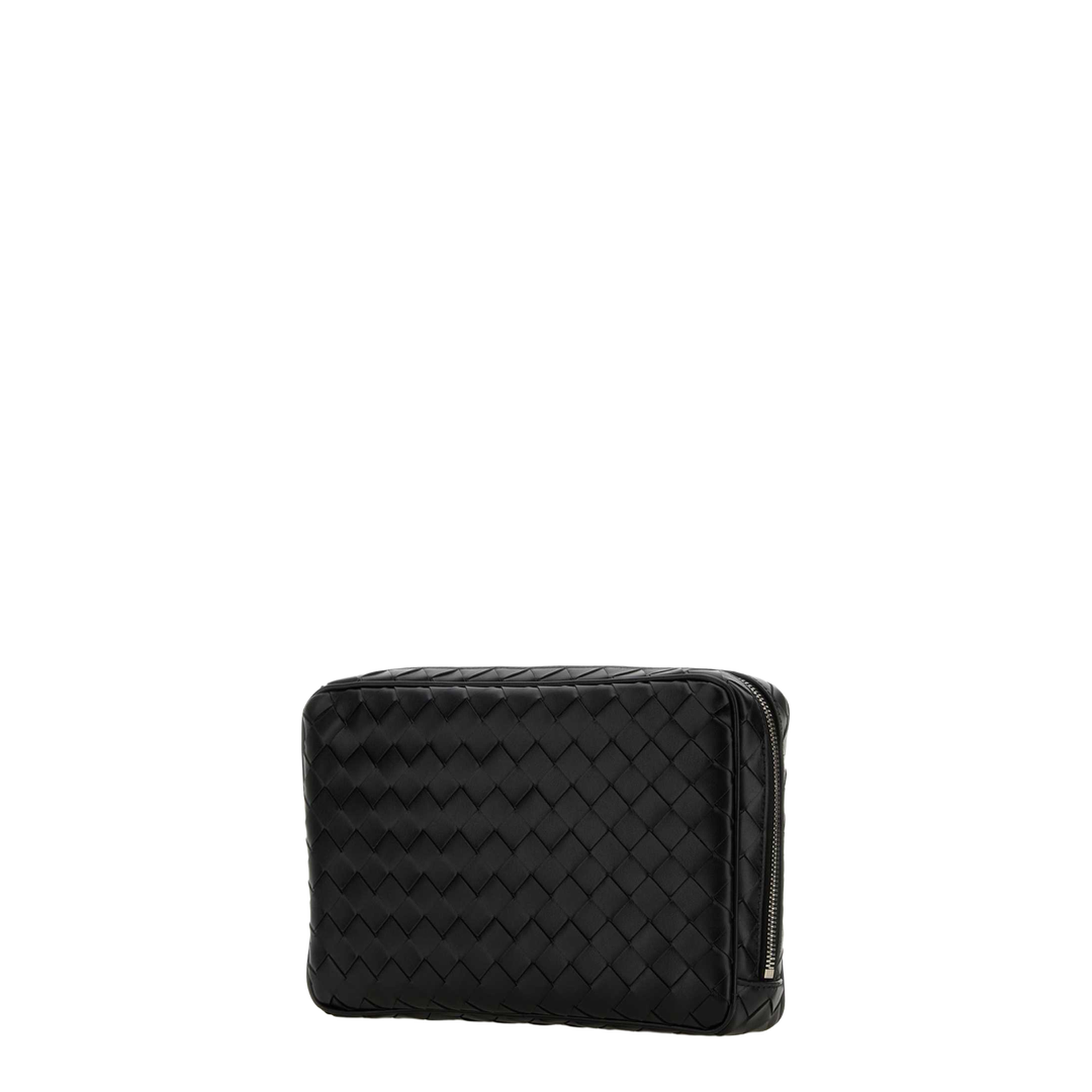 Black Leather Large Intrecciato Beauty Case