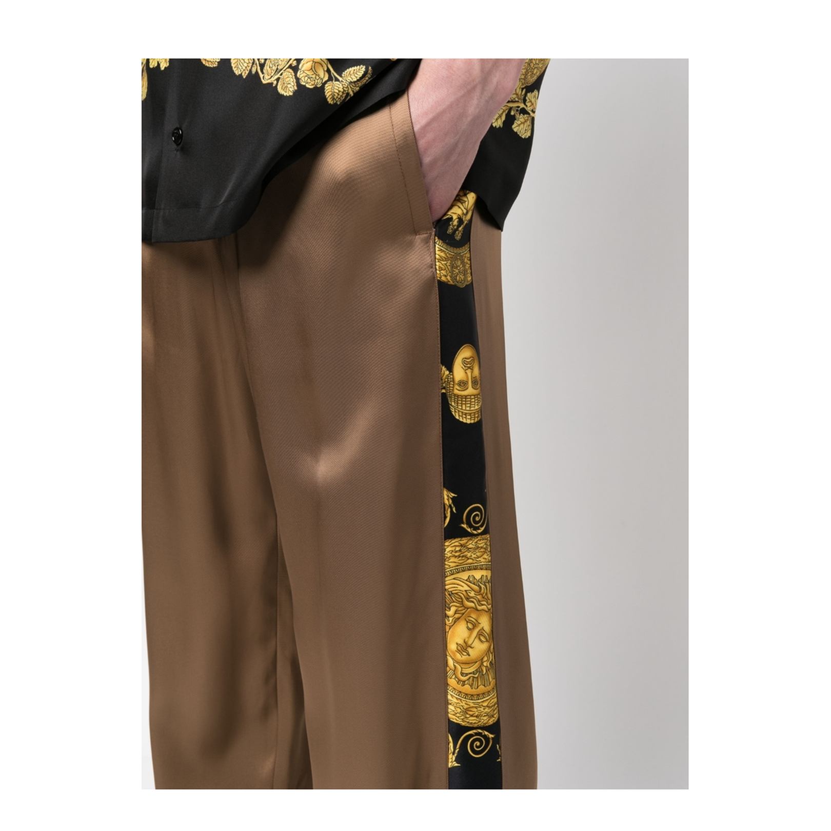 Black And Gold Barocco Print Track Pants