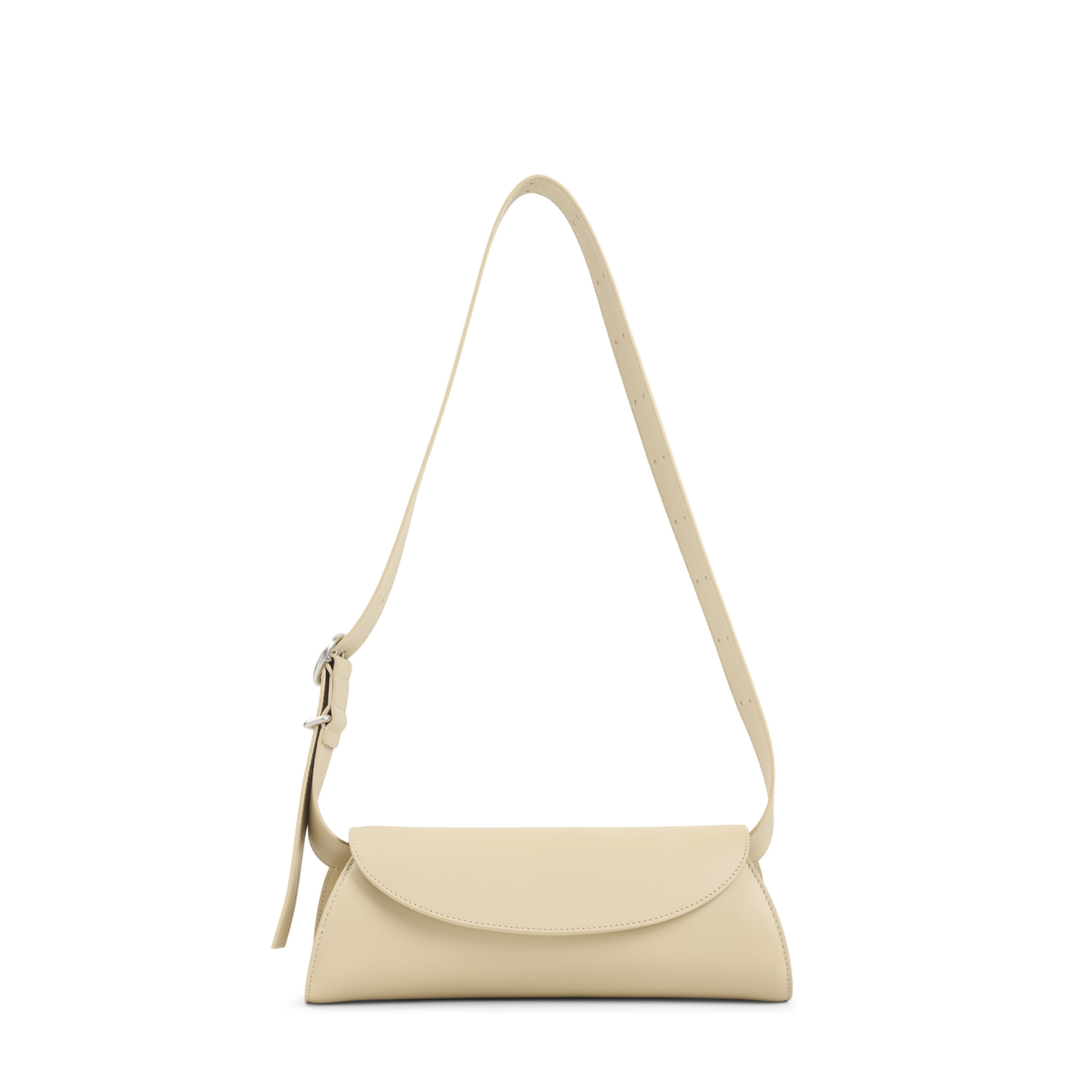 Beige Leather Small Cannolo Shoulder Bag