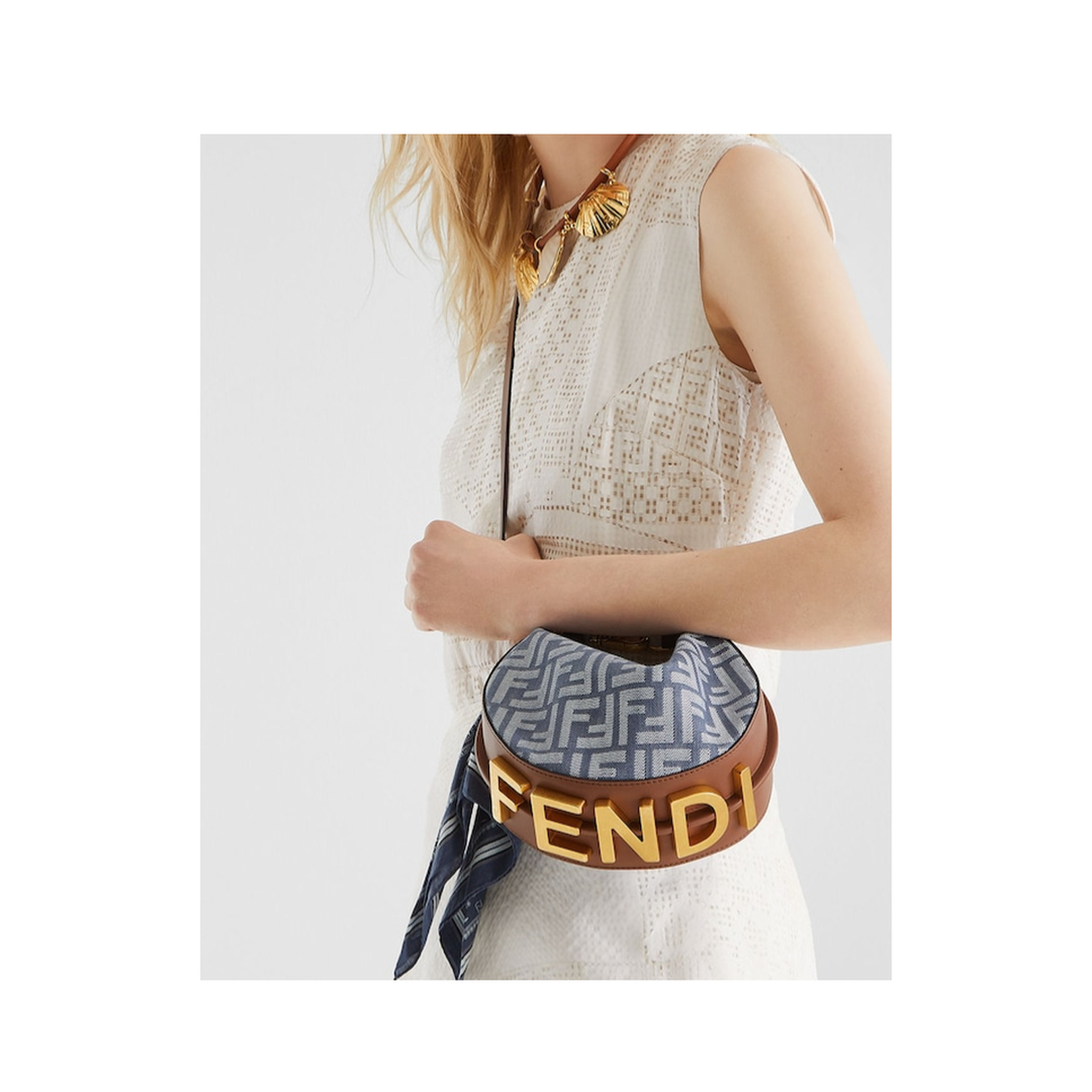 Fendigraphy Mini Denim Shoulder Bags - Blue