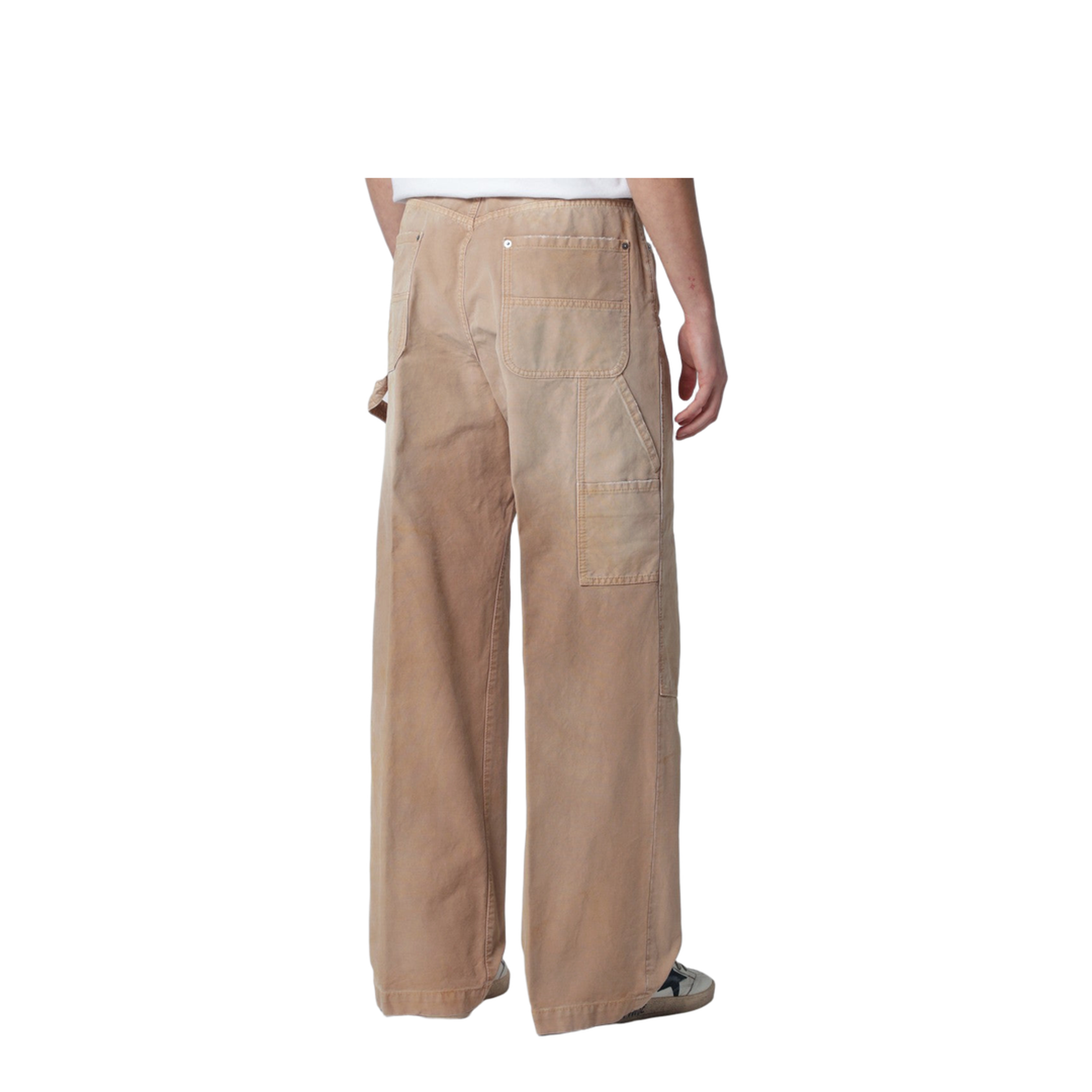Vintage-effect Beige Baggy Carpenter Jeans