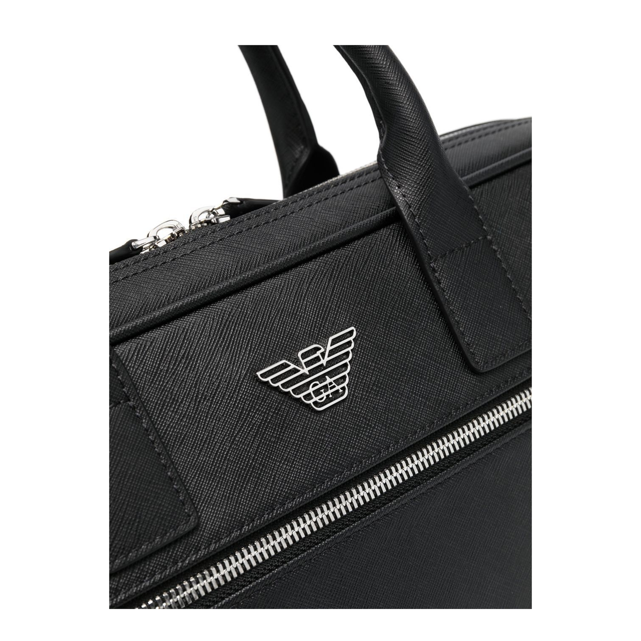 ASV Regenerated Saffiano Leather Business Bag - Black