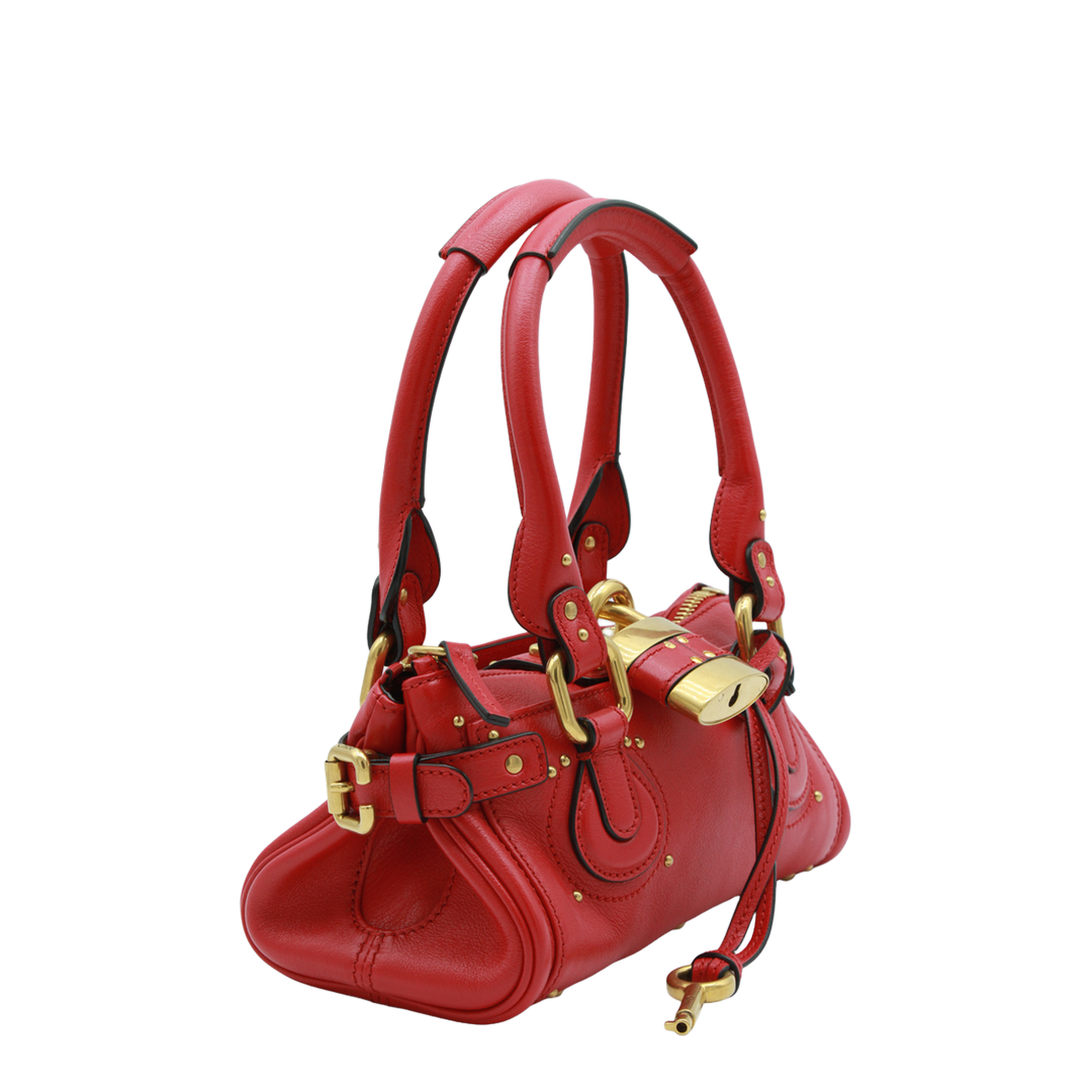 Paddington Small Grained Buffalo Leather Shoulder Bag - Tulip Red
