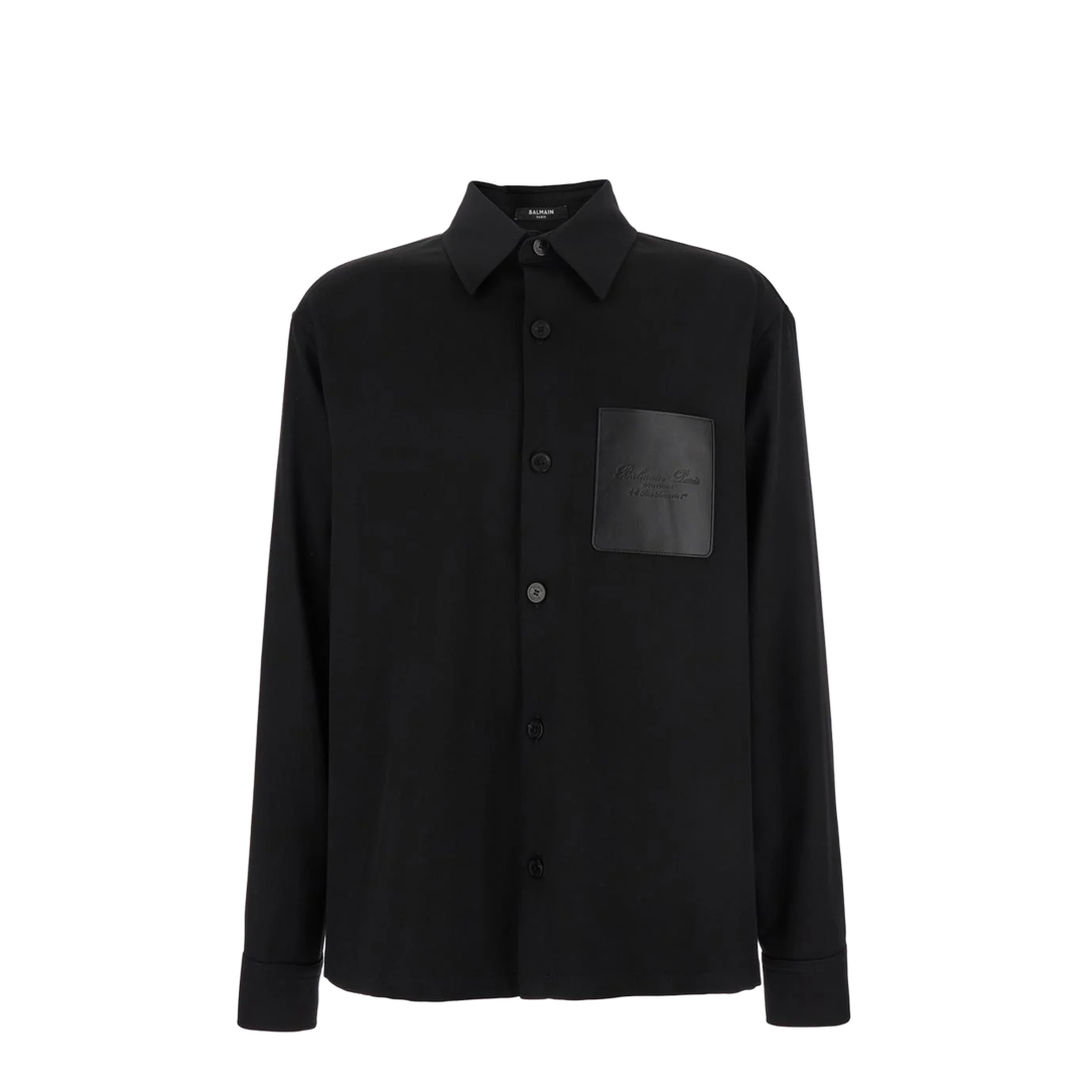 Relaxed Fit Virgin Wool Stretch Overshirt Black