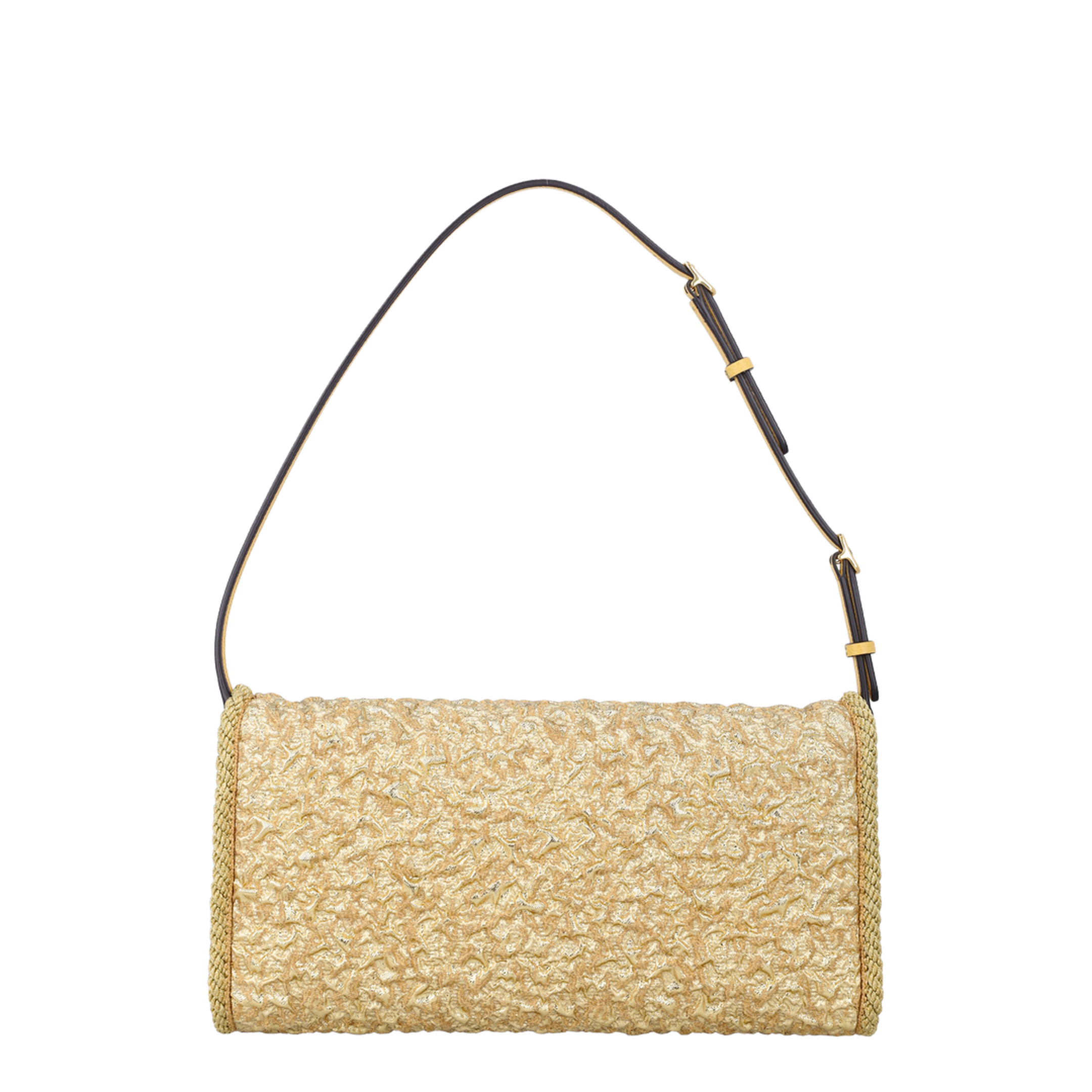 DeVain Small Cloqué Jacquard Shoulder Bag - Gold