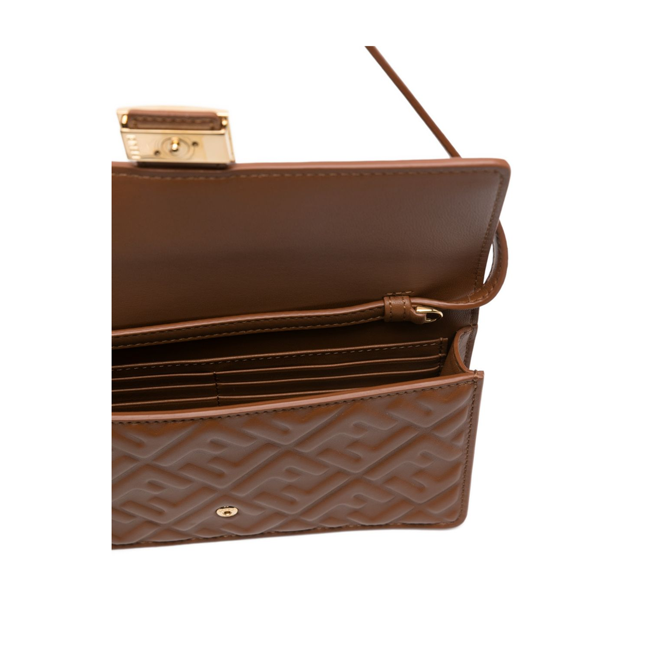 Baguette Nappa Leather Wallet On Chain - Sellier Brown