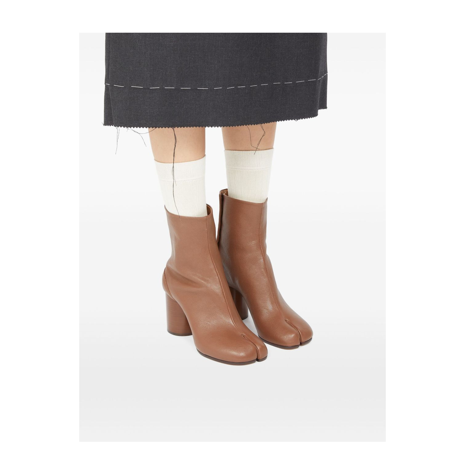 Brown Lambskin Leather Tabi Chelsea Boots