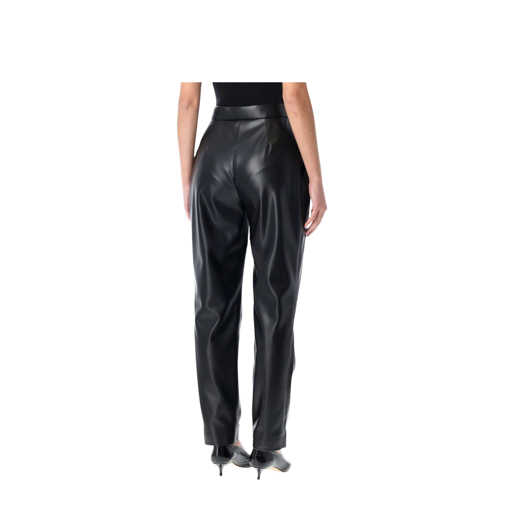 High-Waisted Faux Leather Trousers