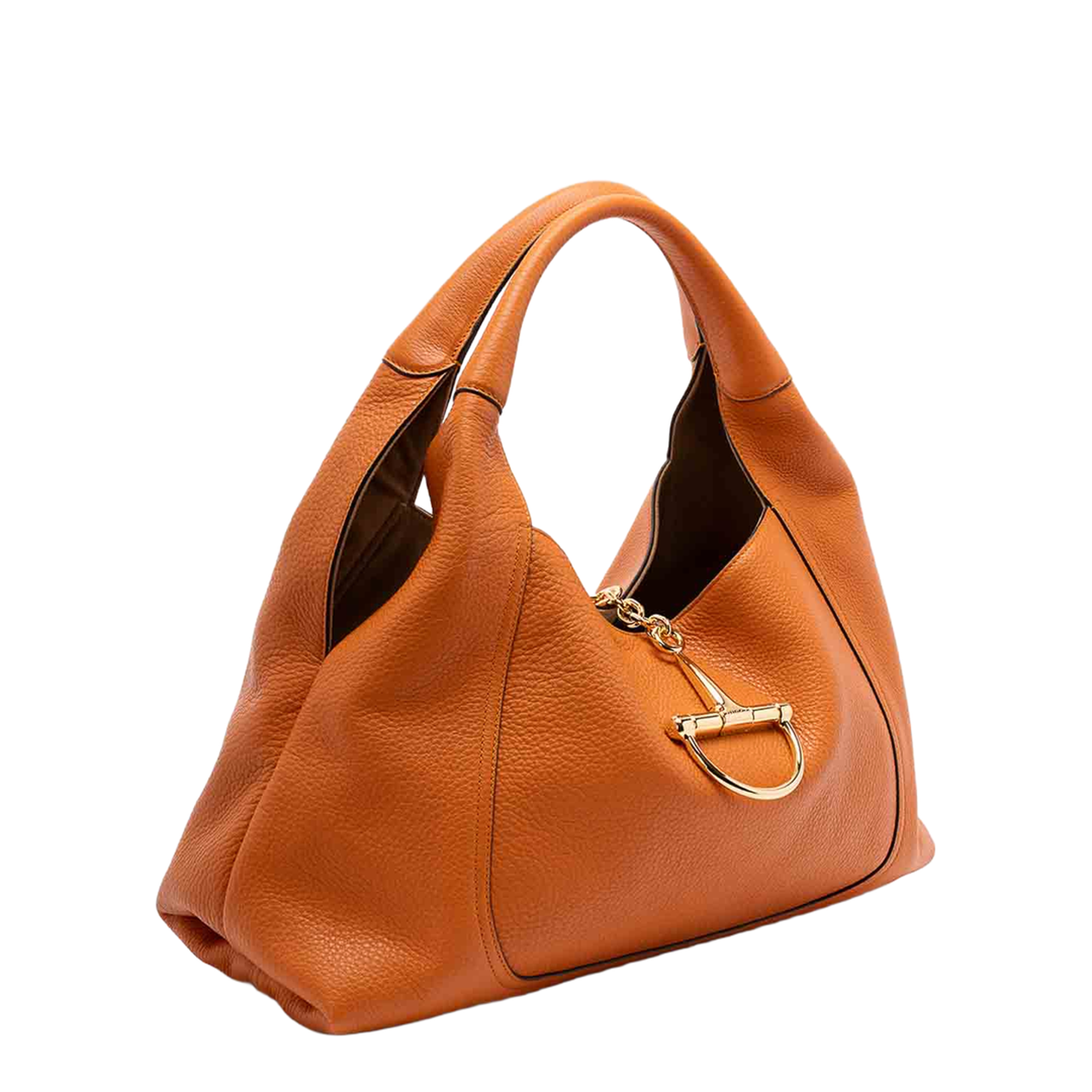 Orange Leather Large Softbit Shoulder Bag