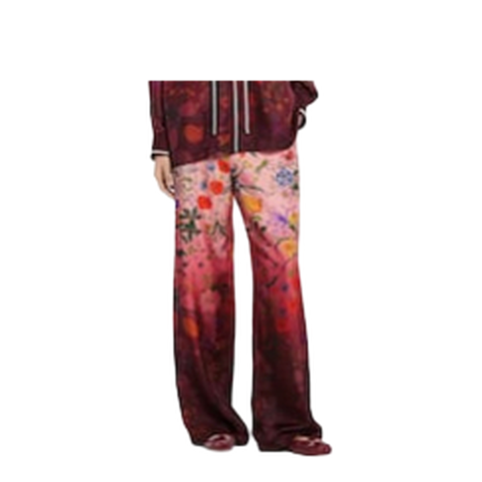 Printed Silk Pants in Pink and Rosso Ancora Red