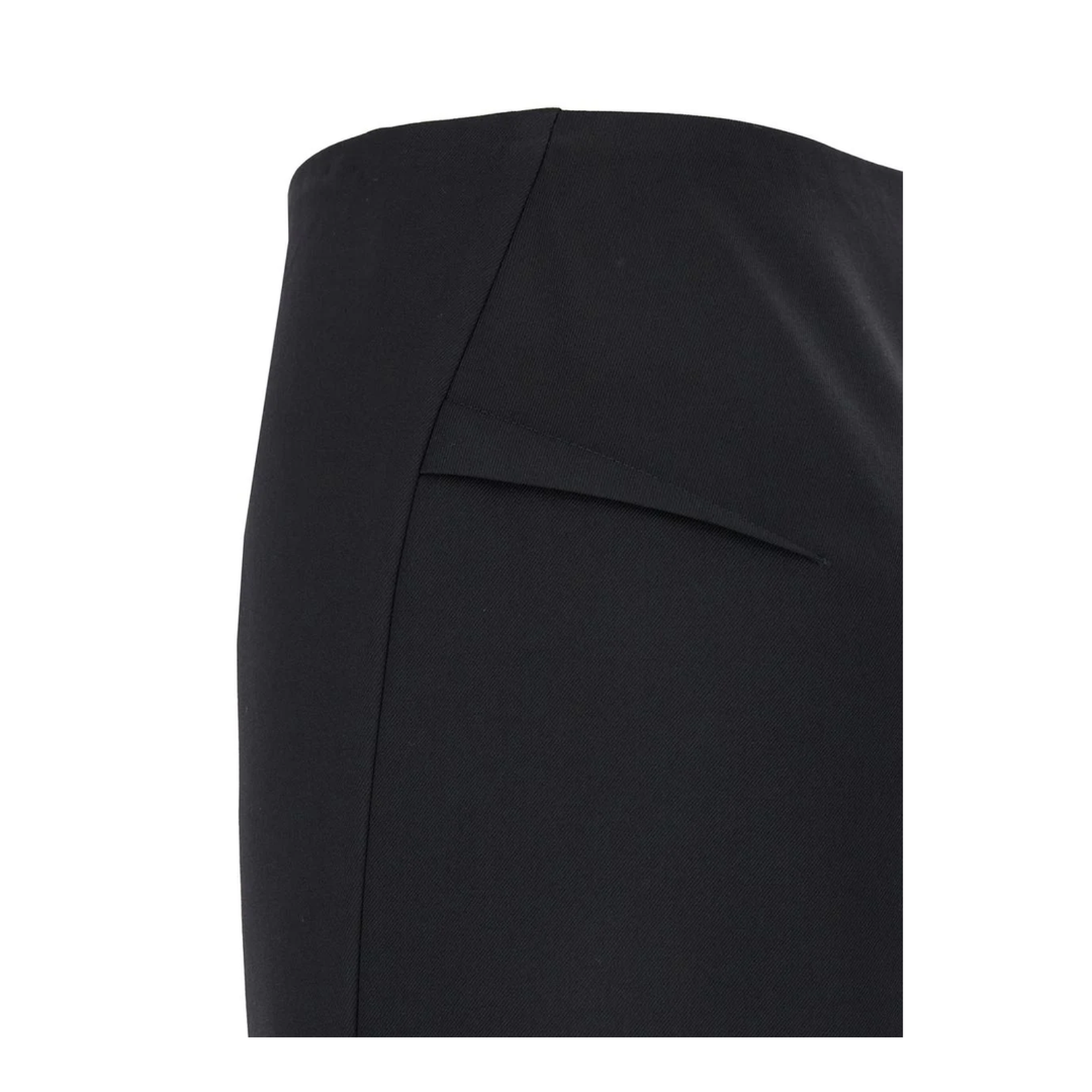 Black Midi Skirt With Side Slit In Stretch Wool