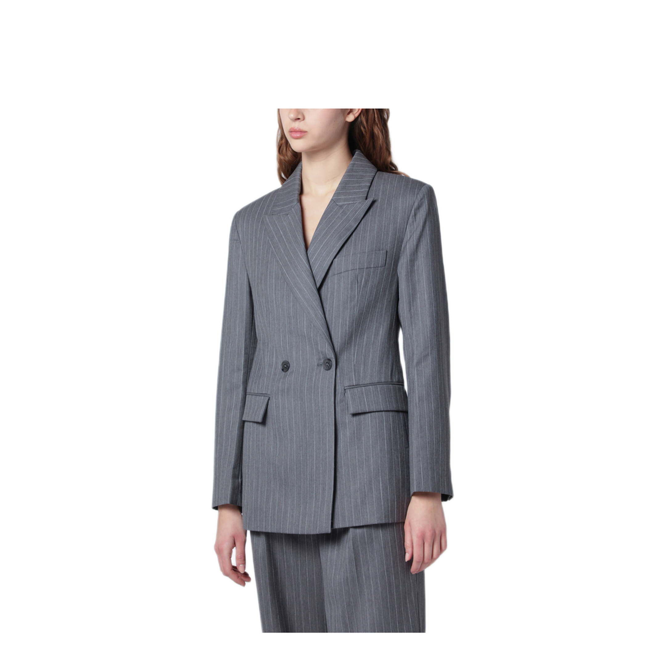 MAYFEYR - Anine Bing - Tiphaine Blazer In Light Grey Pinstripe - A-01-12173WOSTR17