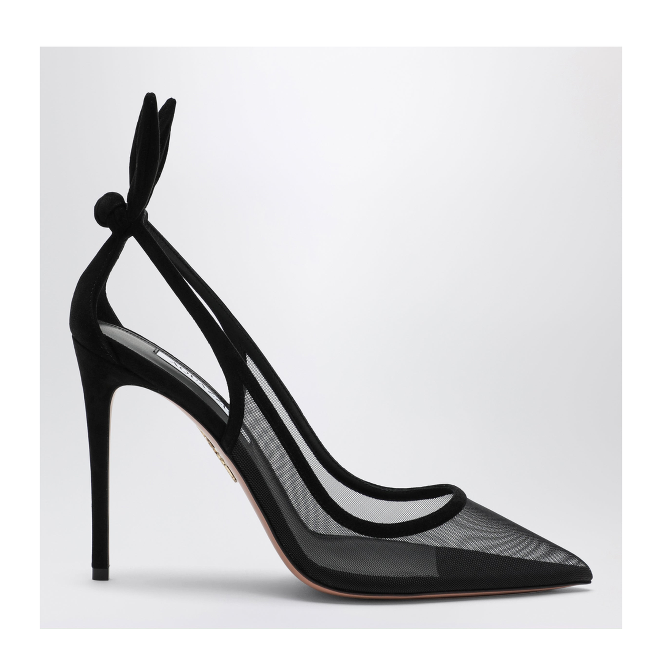 MAYFEYR - Aquazzura - Black Bow Tie Pumps In Mesh And Suede - DENHIGP1FMD000