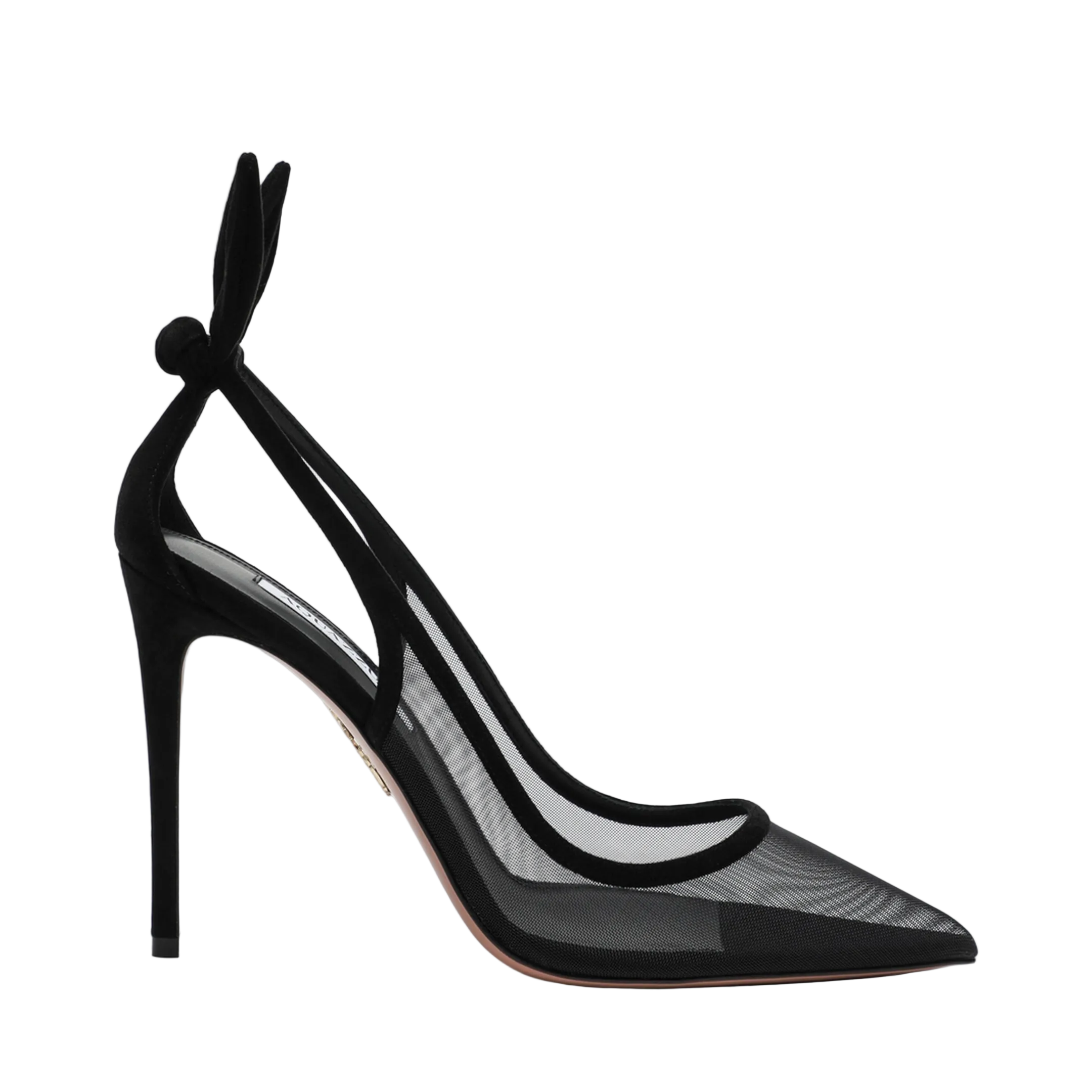 MAYFEYR - Aquazzura - Black Bow Tie Pumps In Mesh And Suede - DENHIGP1FMD000