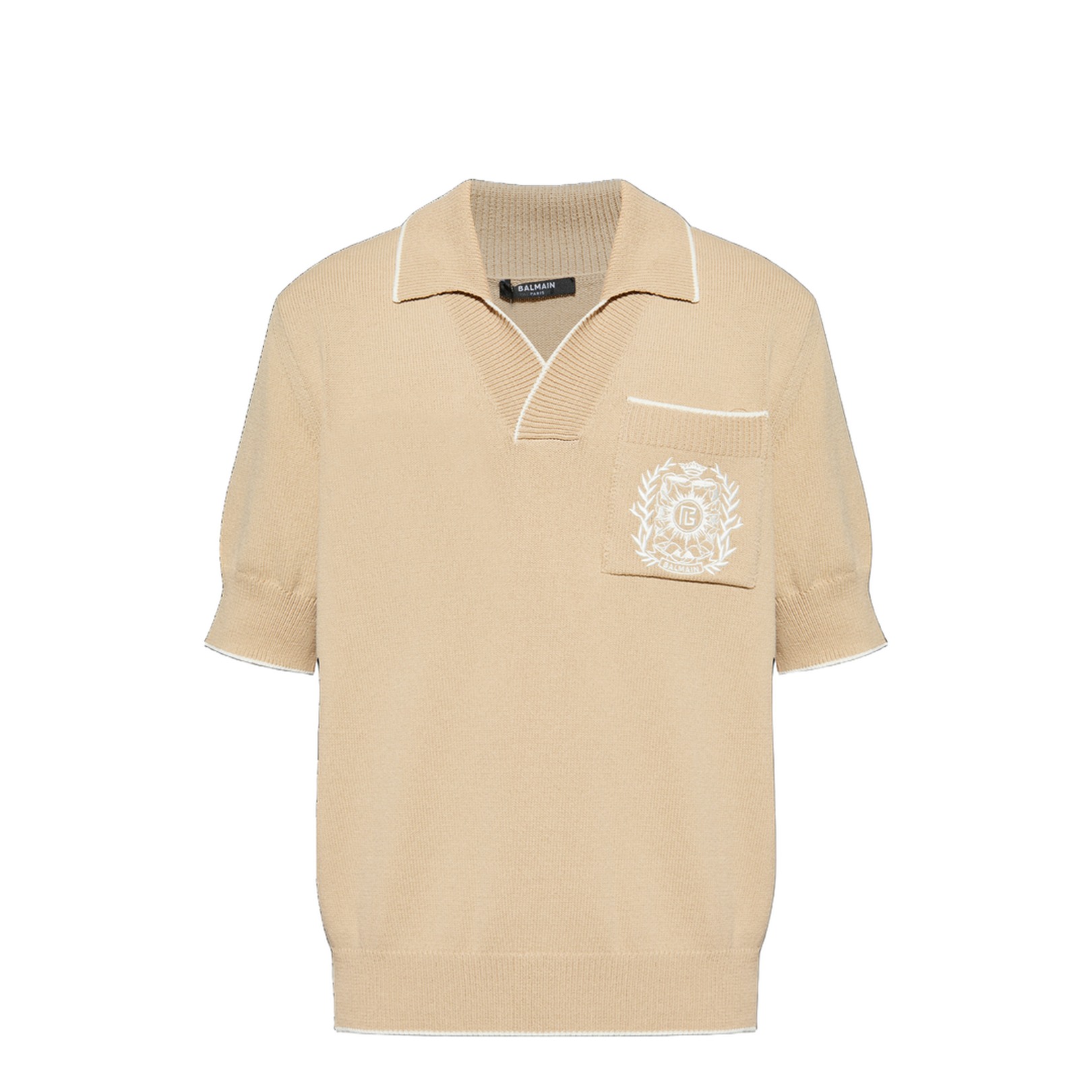 Beige Stemma Embroidery Polo Shirt
