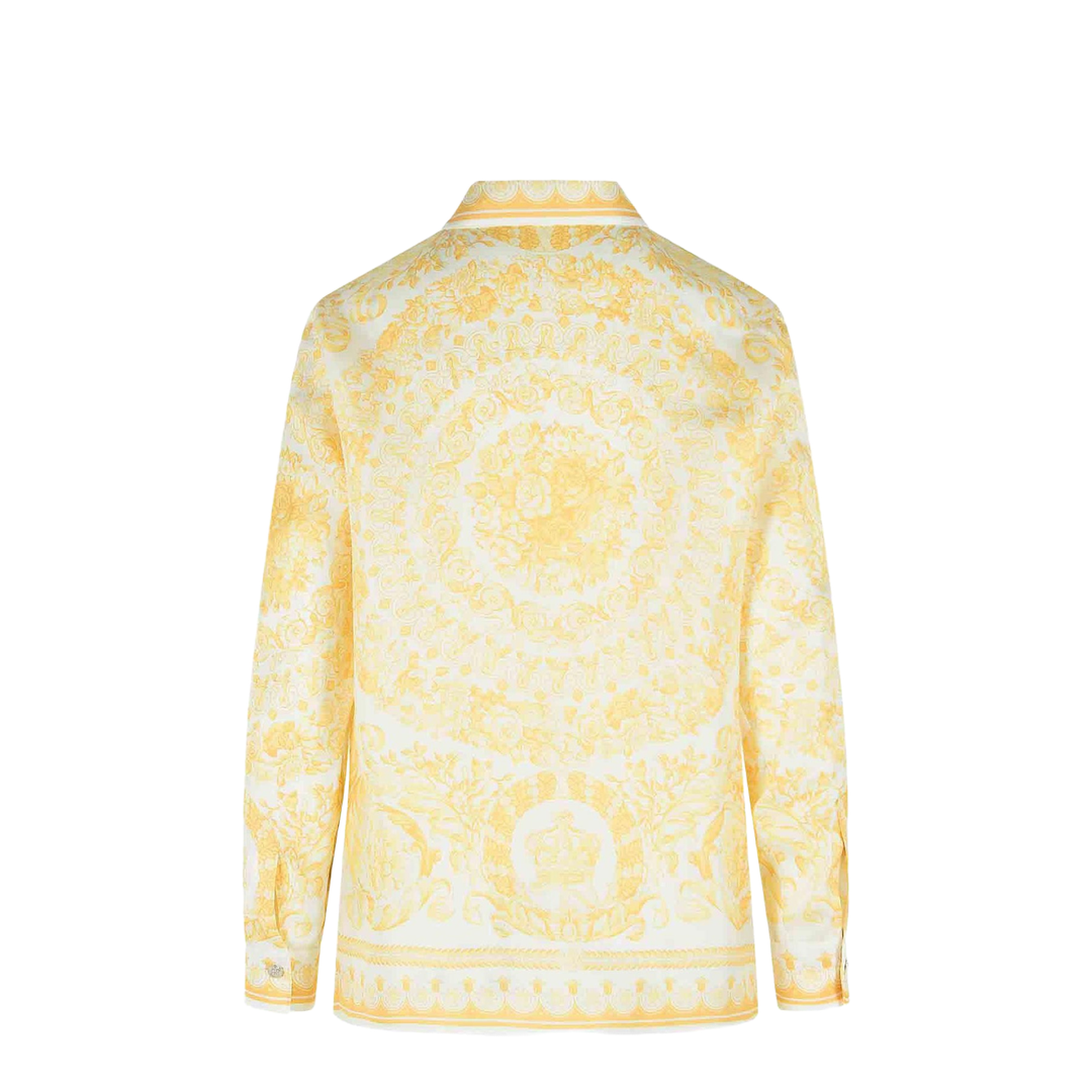 Barocco Print Silk Shirt Gold